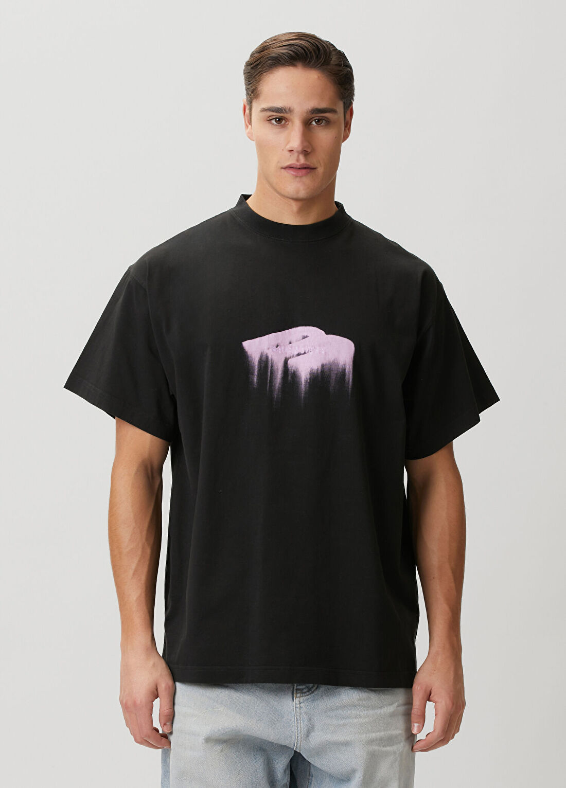 Balenciaga Siyah Logo Baskılı T-shirt