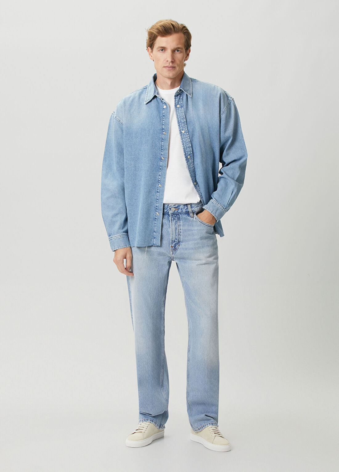 Frame Denim Relaxed Fit Koyu Mavi Denim Gömlek görsel 2
