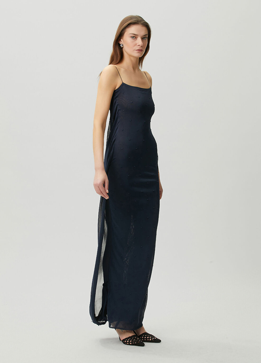 Jacquemus Lacivert Drapeli Maksi Elbise görsel 3