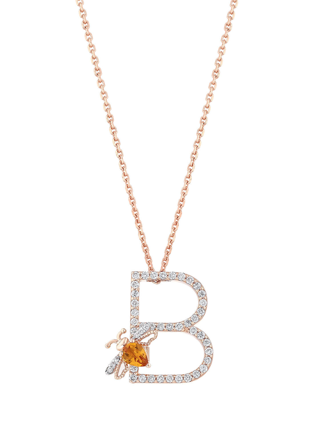 Bee Goddess Letters Pırlantalı Kadın Altın Kolye