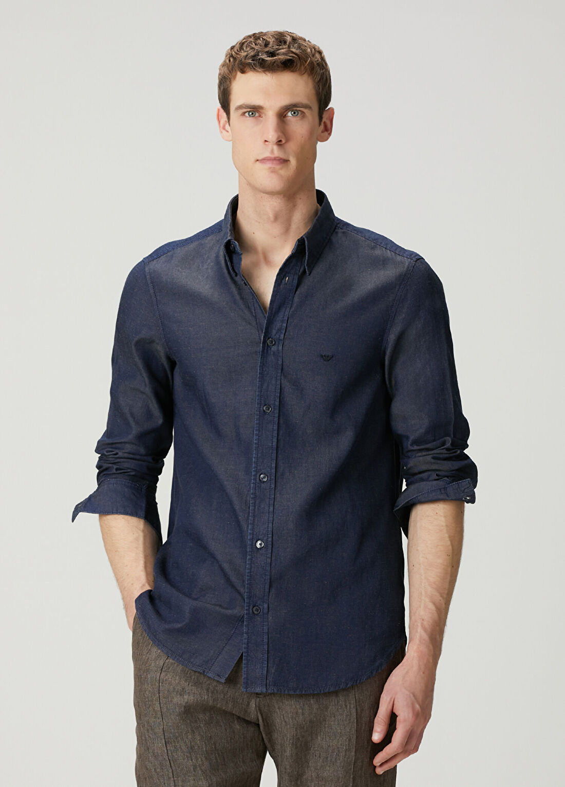 Emporio Armani Lacivert Denim Gömlek