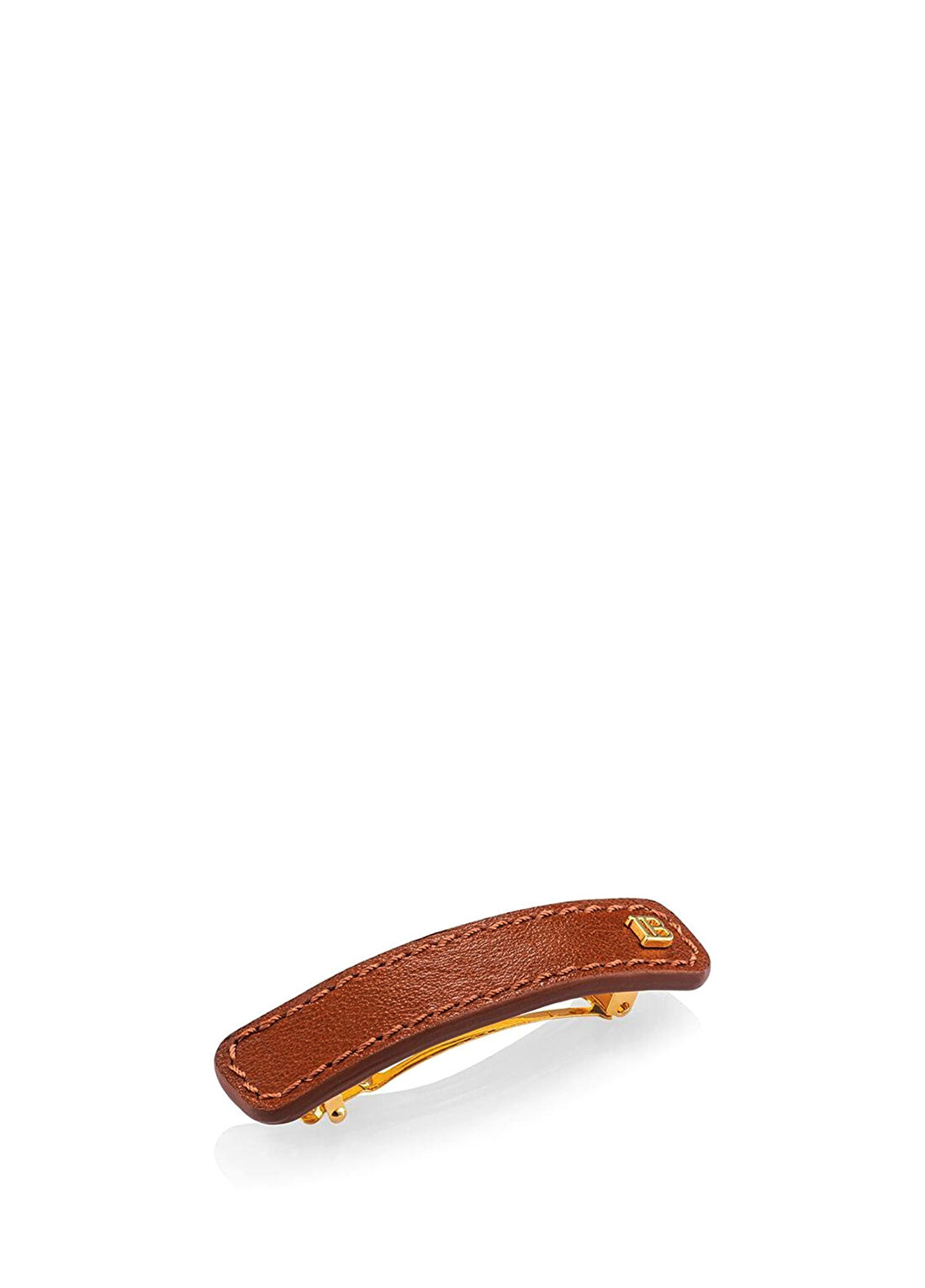 Balmain Riviera Barrette Cognac Kahverengi Deri Orta Boy Kadın Toka