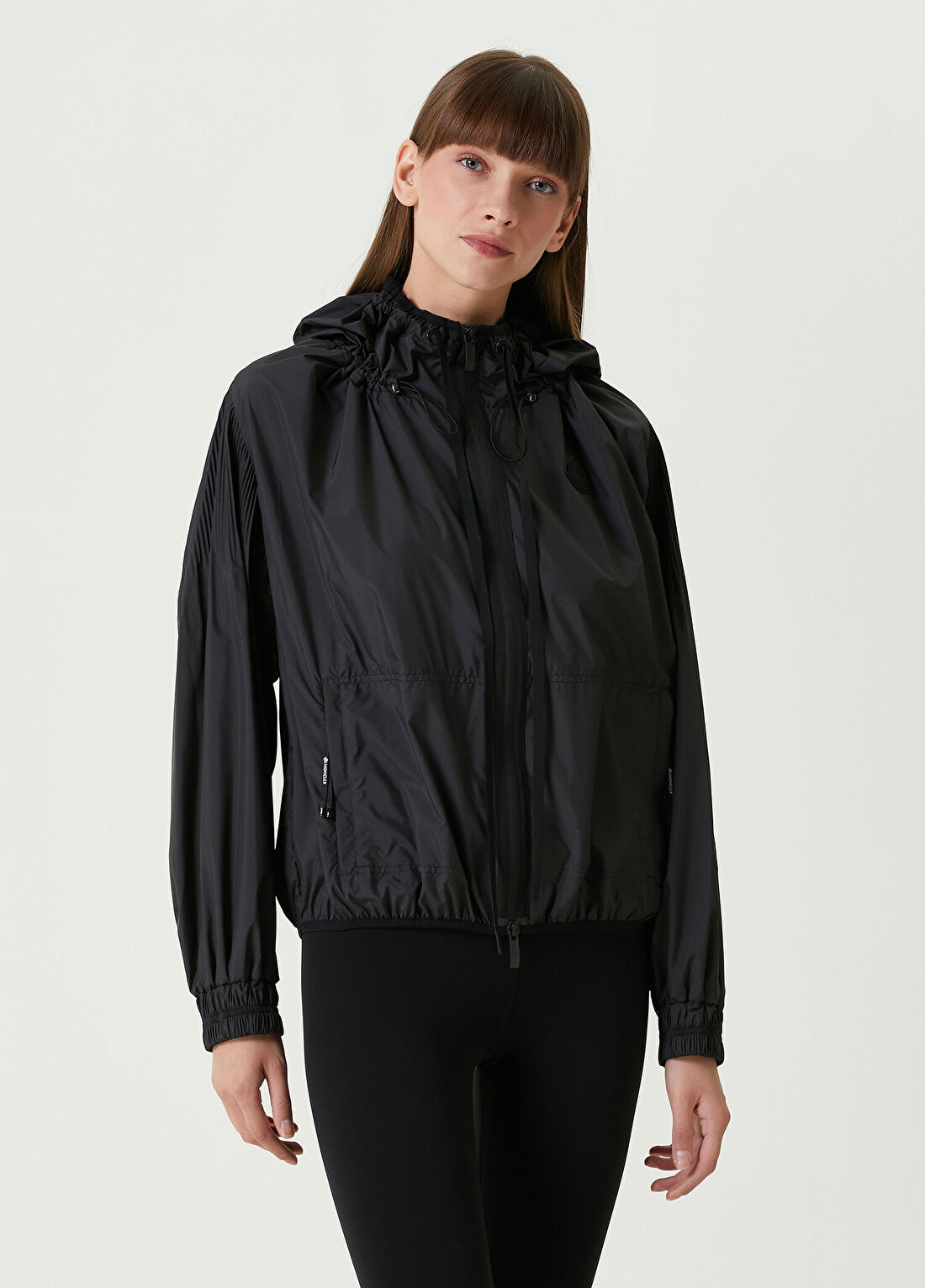 Moncler Siyah Kapüşonlu Yağmurluk