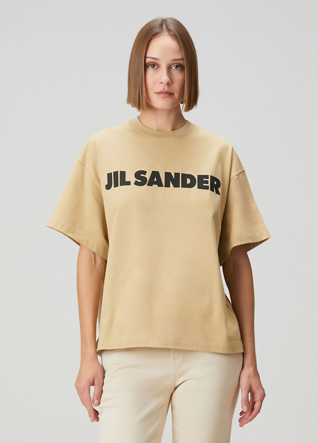 Jil Sander Bej Logolu T-shirt görsel 3