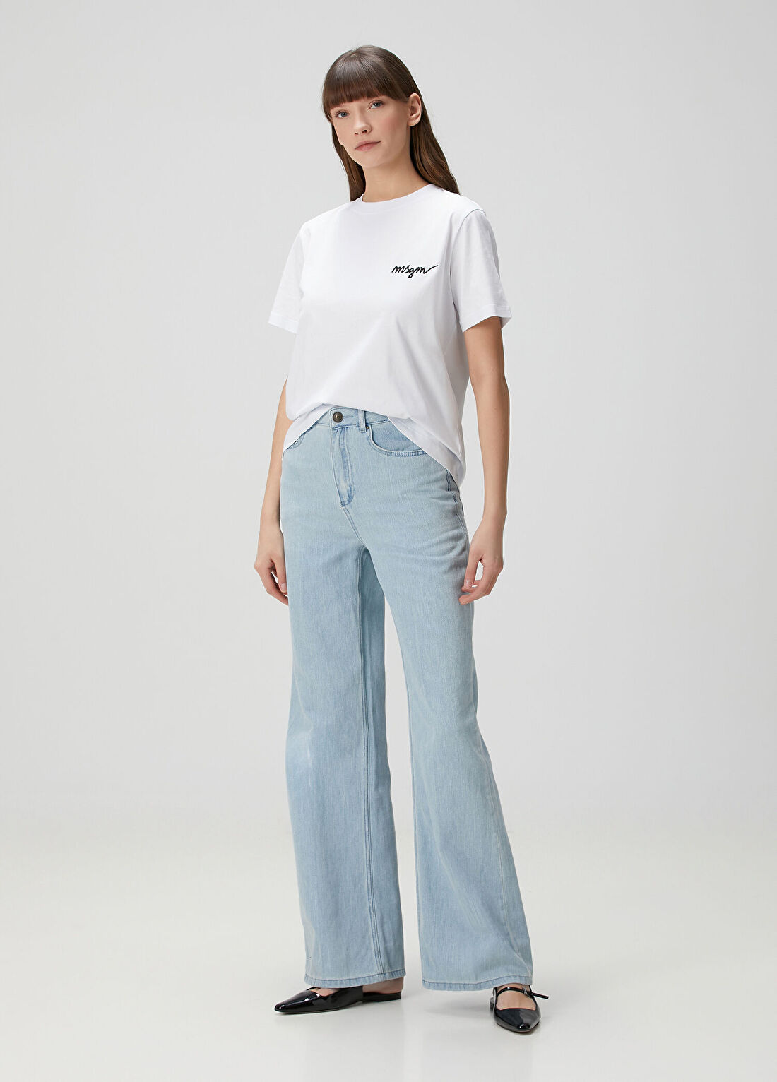 Msgm Beyaz Logolu T-shirt görsel 2