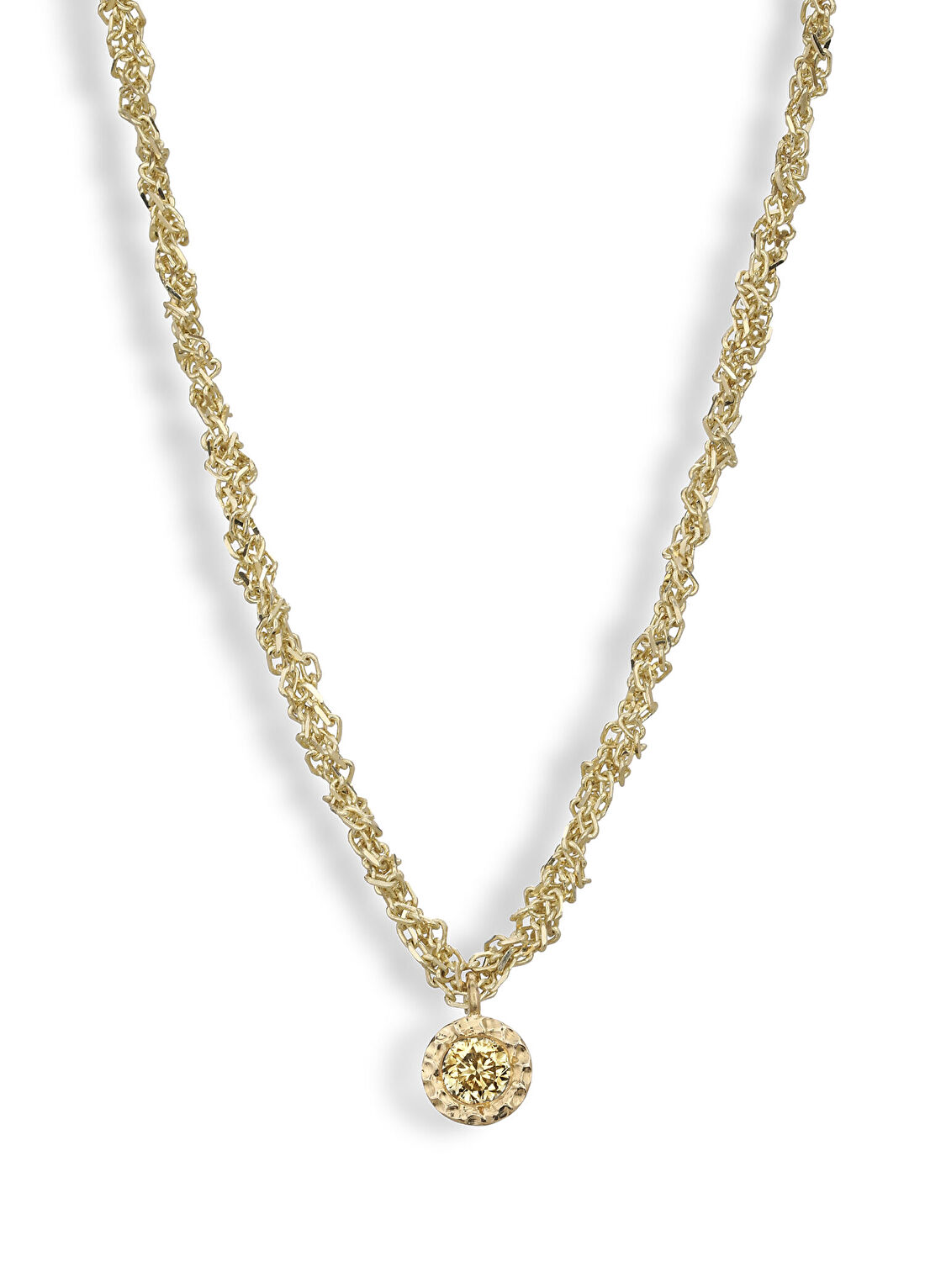 Ginza Design Jewelry Honey Şampanya Pırlanta Taşlı 14 Ayar Altın Kadın Kolye