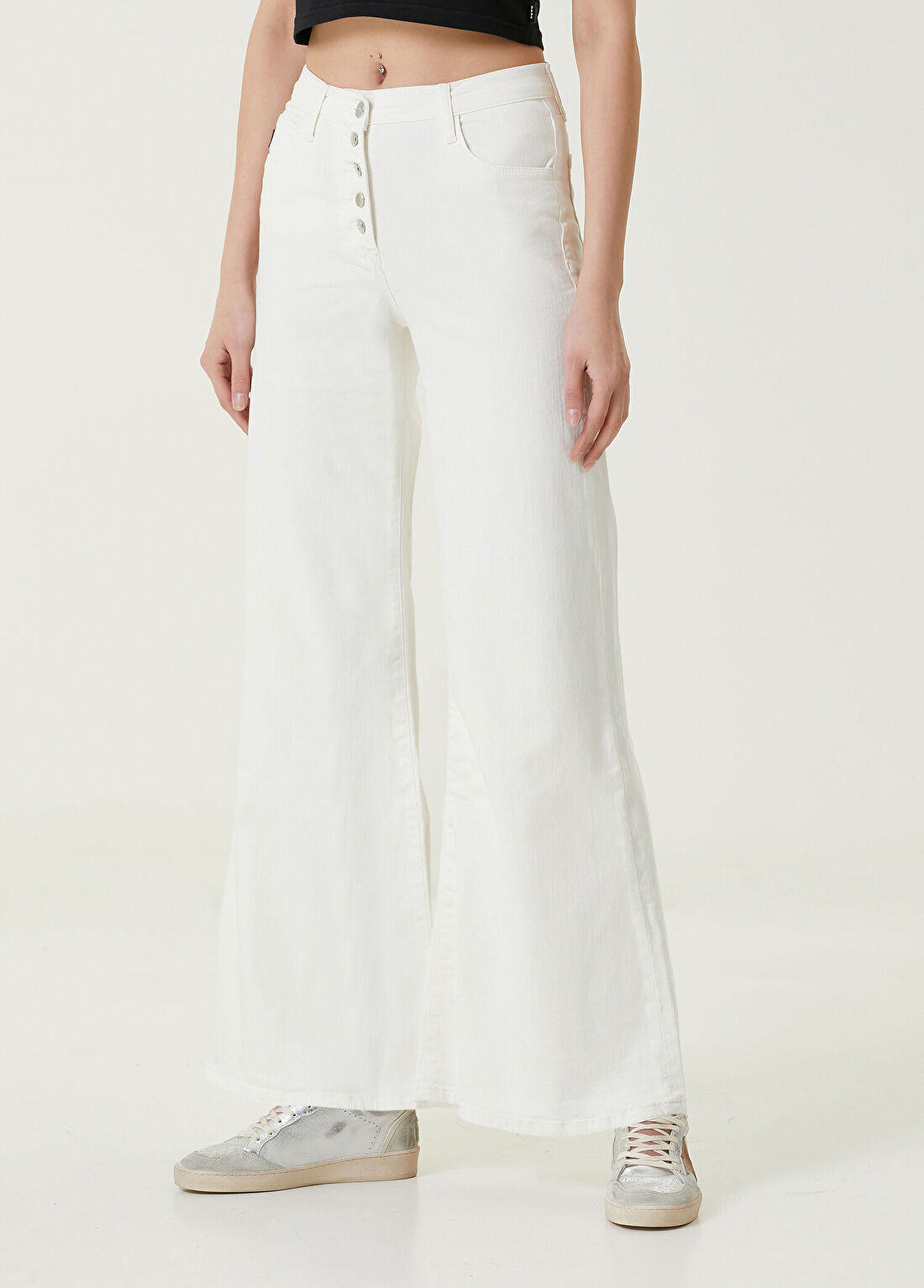 Dare London Pop Beyaz Bol Paça Kadın Jean Pantolon görsel 3