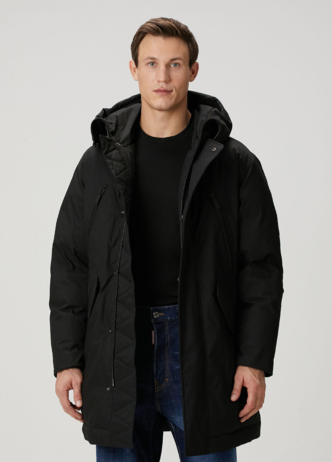 Dsquared2 Siyah Kapüşonlu Mont
