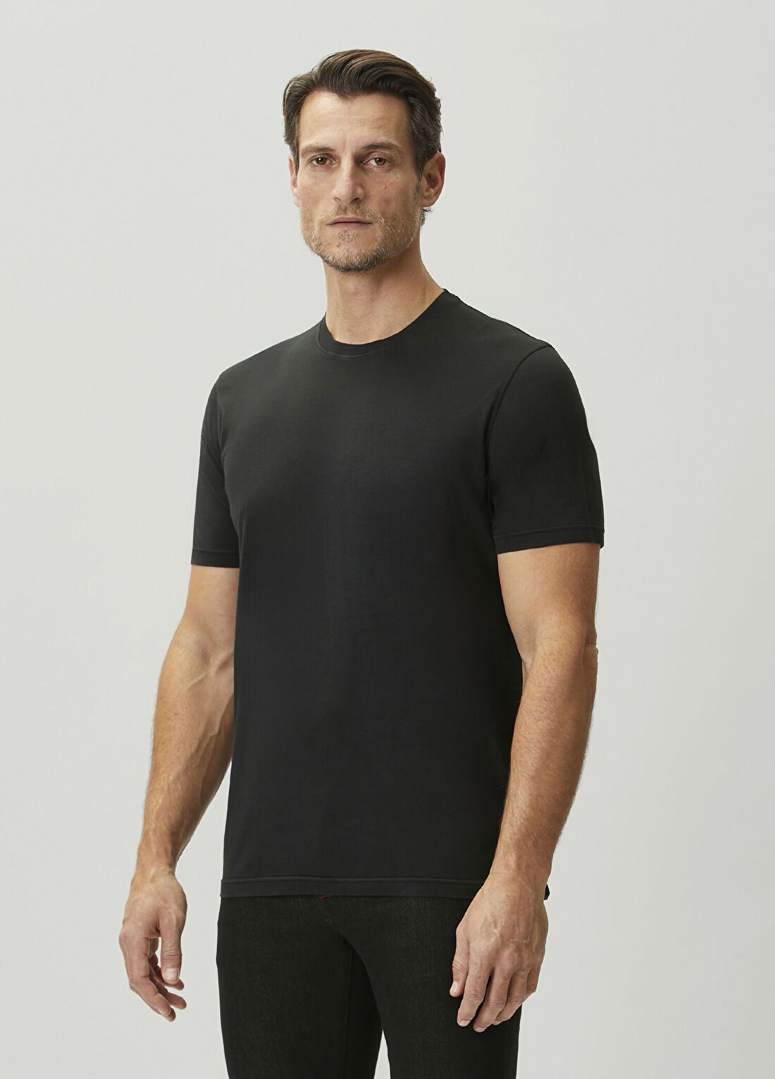 Kiton Siyah İpek T-shirt görsel 3