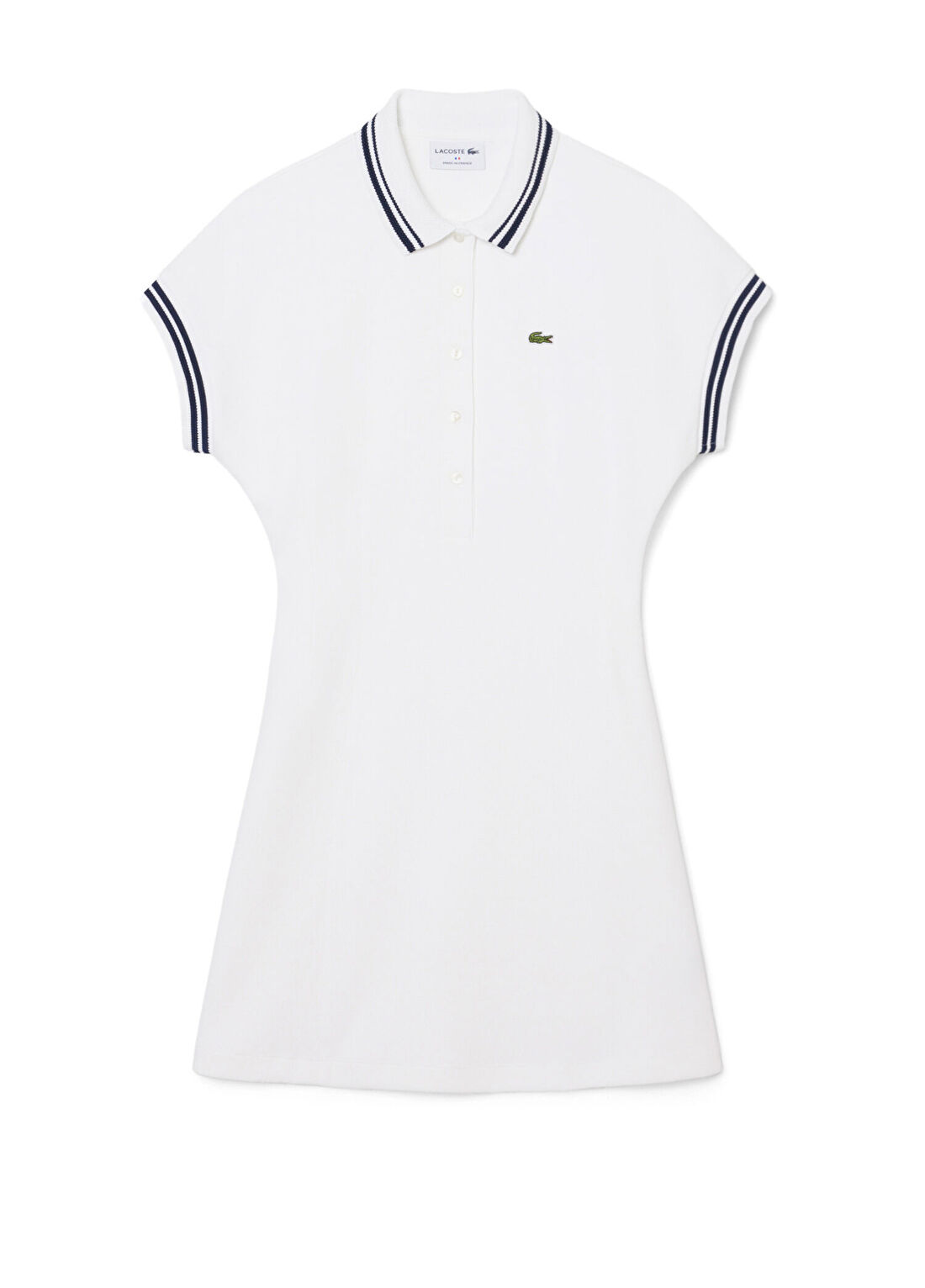 Lacoste Beyaz Polo Yaka Slim Fit Kısa Kollu Kadın Elbise