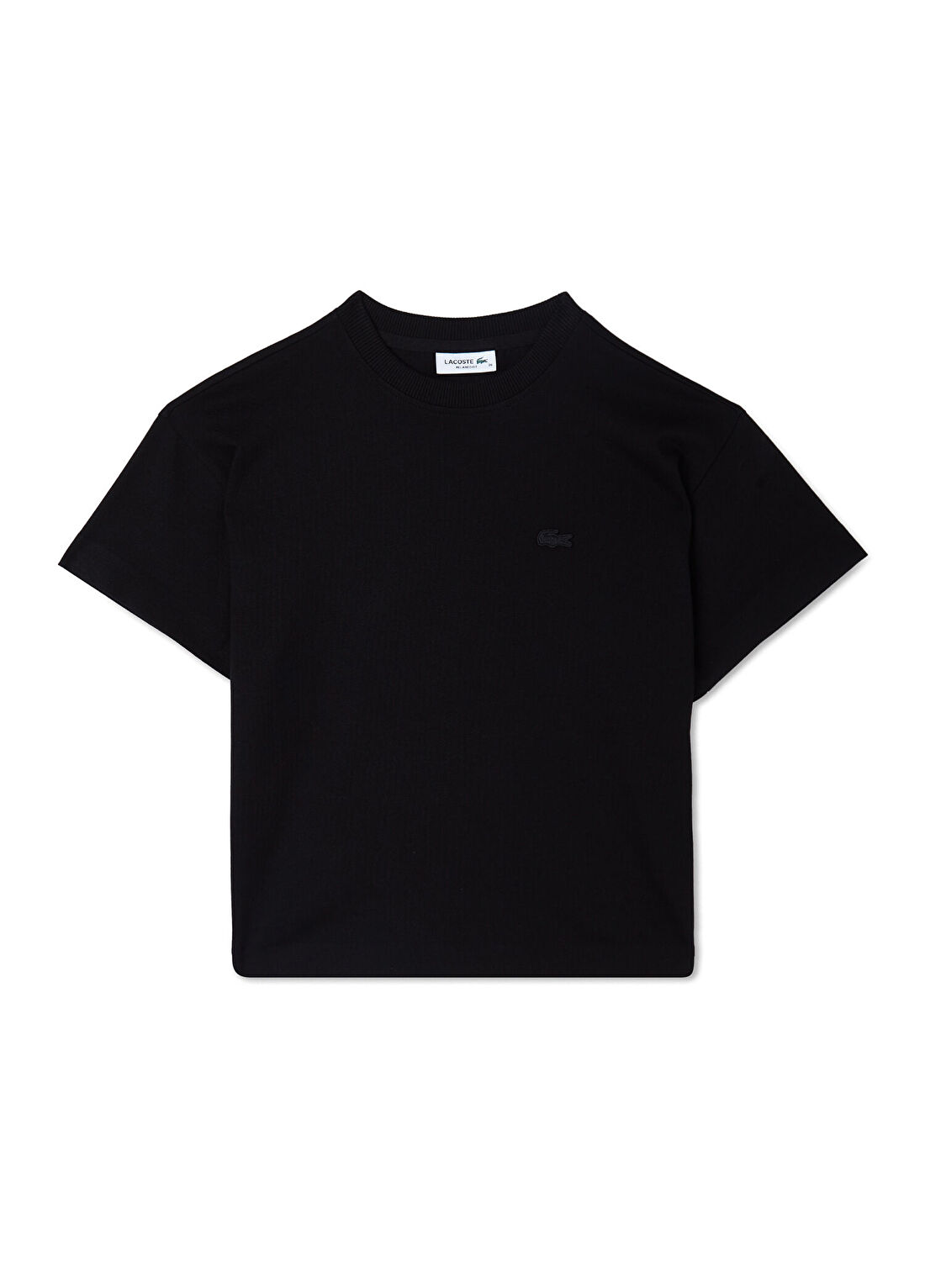 Lacoste Siyah Loose Fit Bisiklet Yaka Kadın T-Shirt görsel 3