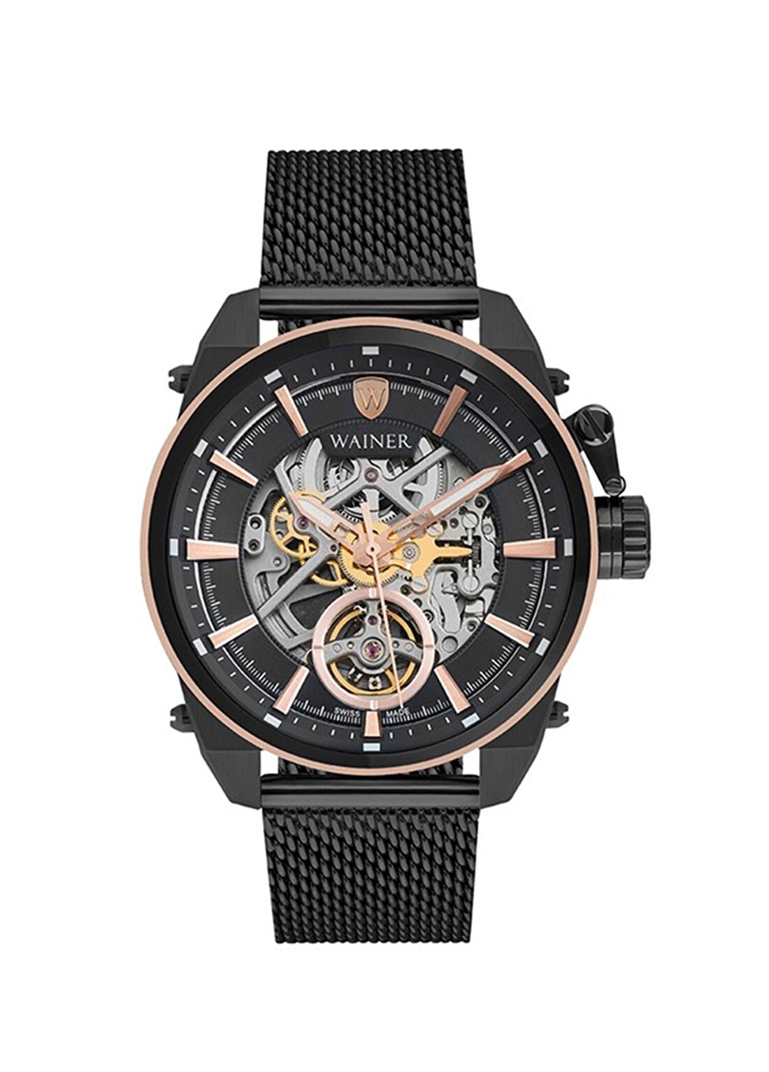 Wainer WA.25988-B Siyah Çelik Erkek Kol Saati