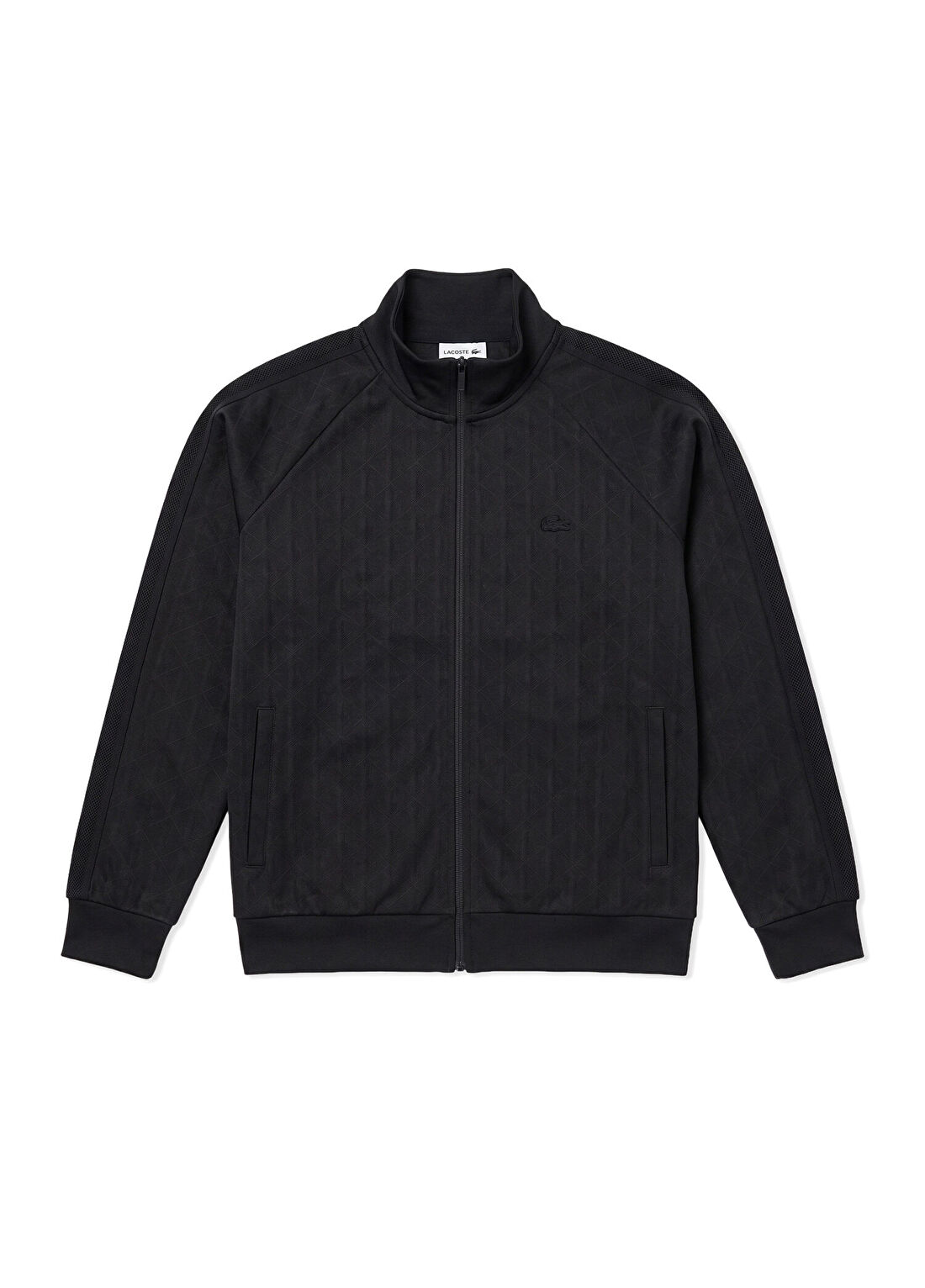 Lacoste Siyah Monogram Regular Fit Fermuarlı Erkek Sweatshirt görsel 3
