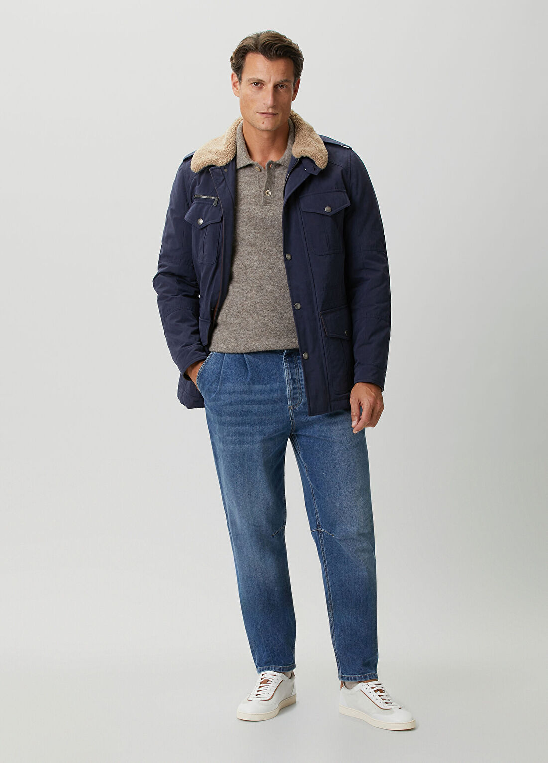 Brunello Cucinelli Koyu Mavi Pilili Jean Pantolon