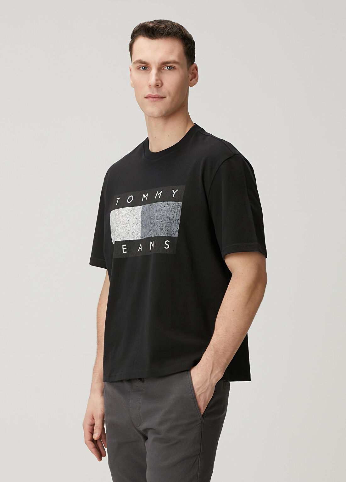 Tommy Jeans 90s Distressed Siyah T-shirt görsel 3