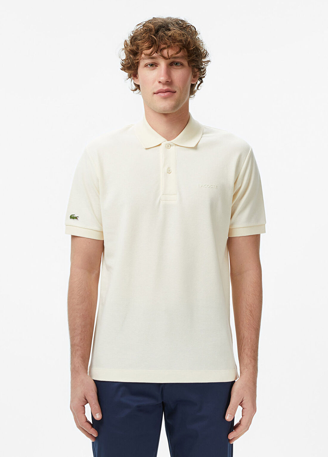 Lacoste Krem Rengi Relaxed Fit Polo Yaka Kısa Kollu Erkek T-Shirt