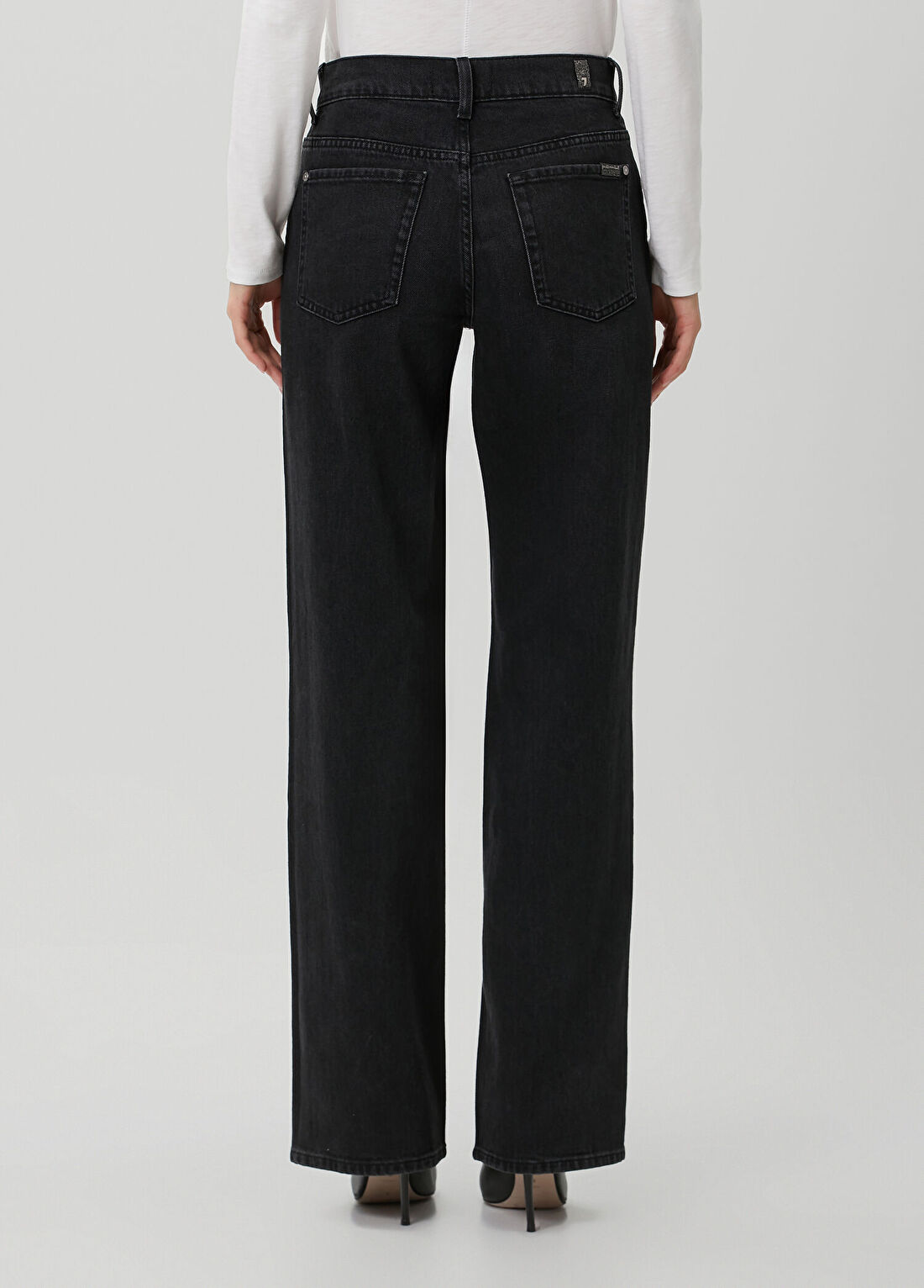 7 For All Mankind Tess Siyah Straight Leg Jean Pantolon görsel 4