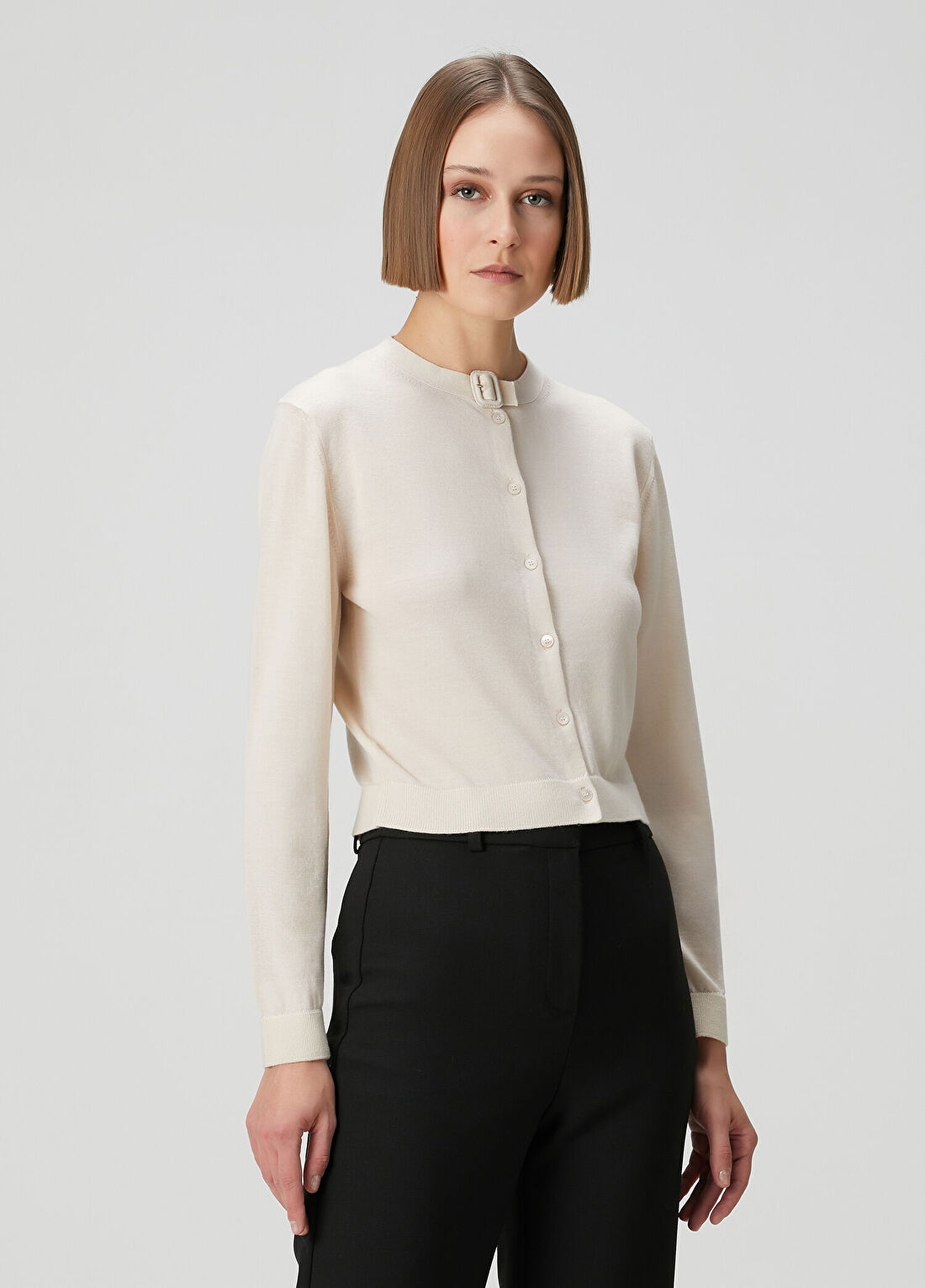 Courreges Ekru Yün Hırka görsel 3