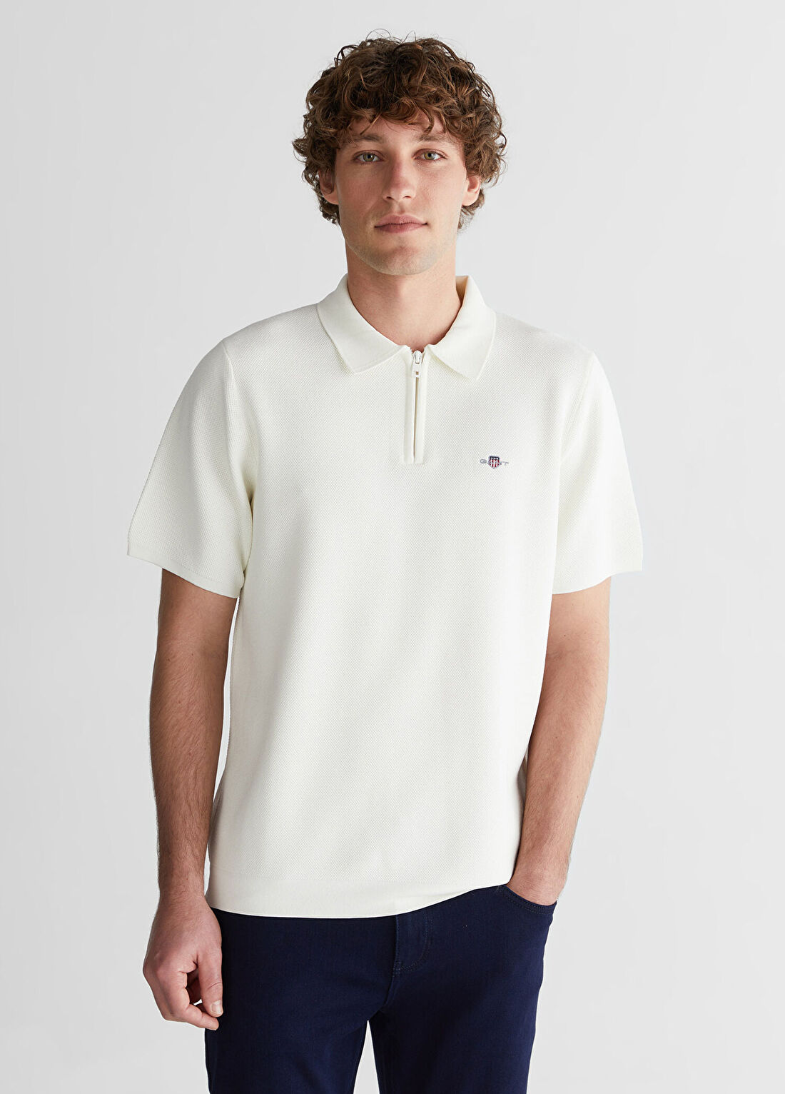 Gant Beyaz Regular Fit Polo Yaka Kısa Kollu Erkek Triko