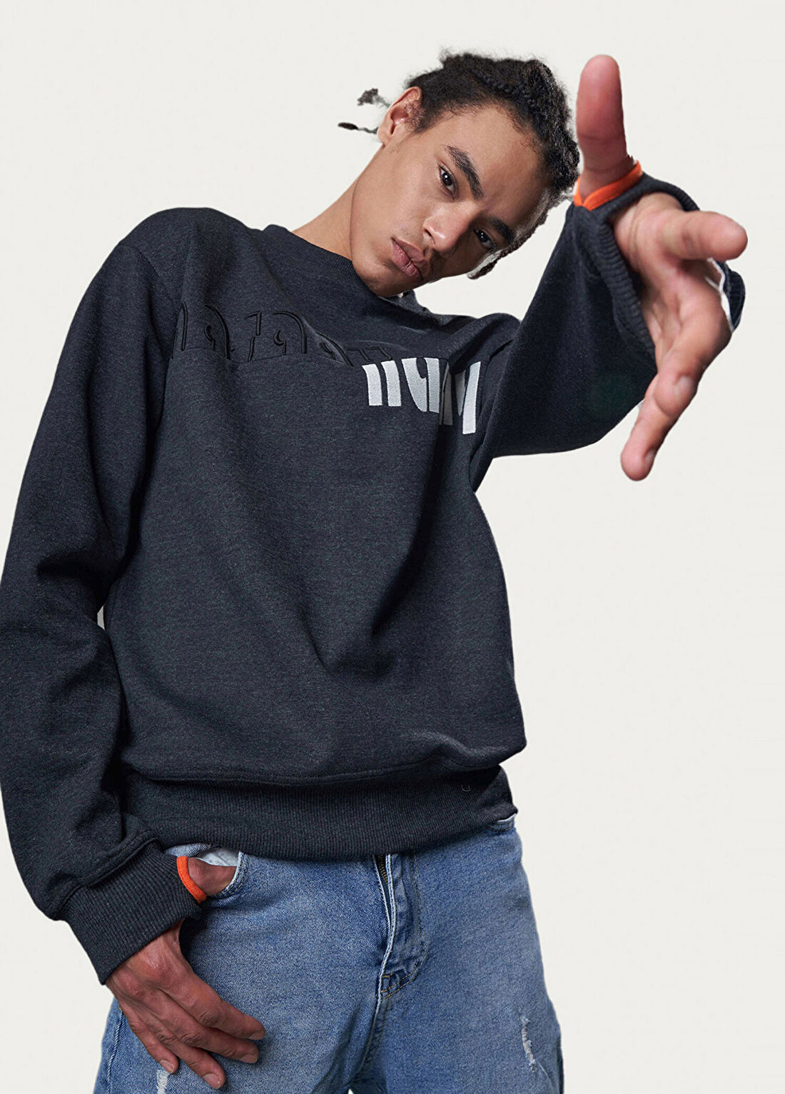 Nasaqu Rebu Regular Fit Antrasit Sweatshirt görsel 2
