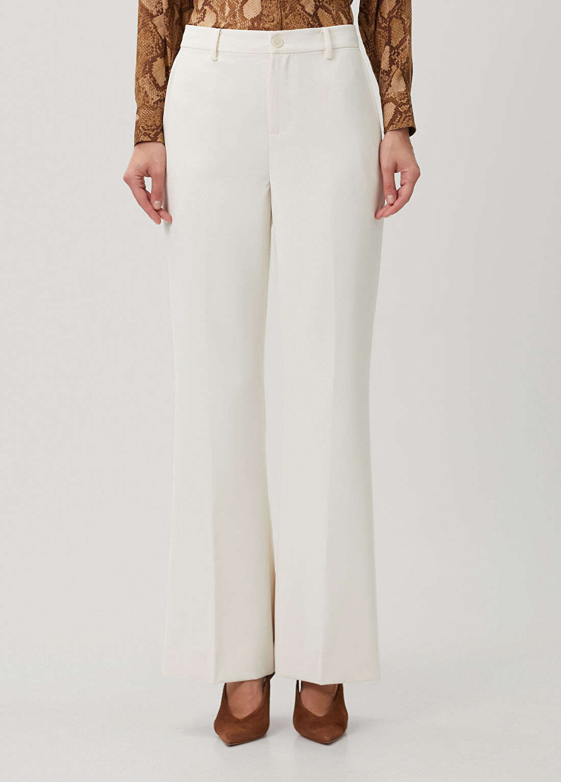 Lauren Ralph Lauren Krem Flared Pantolon görsel 2