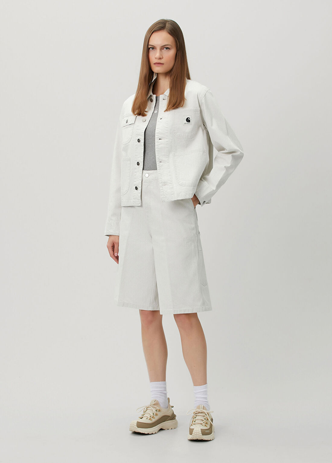 Carhartt WIP Mercer Ekru Çizgili Şort