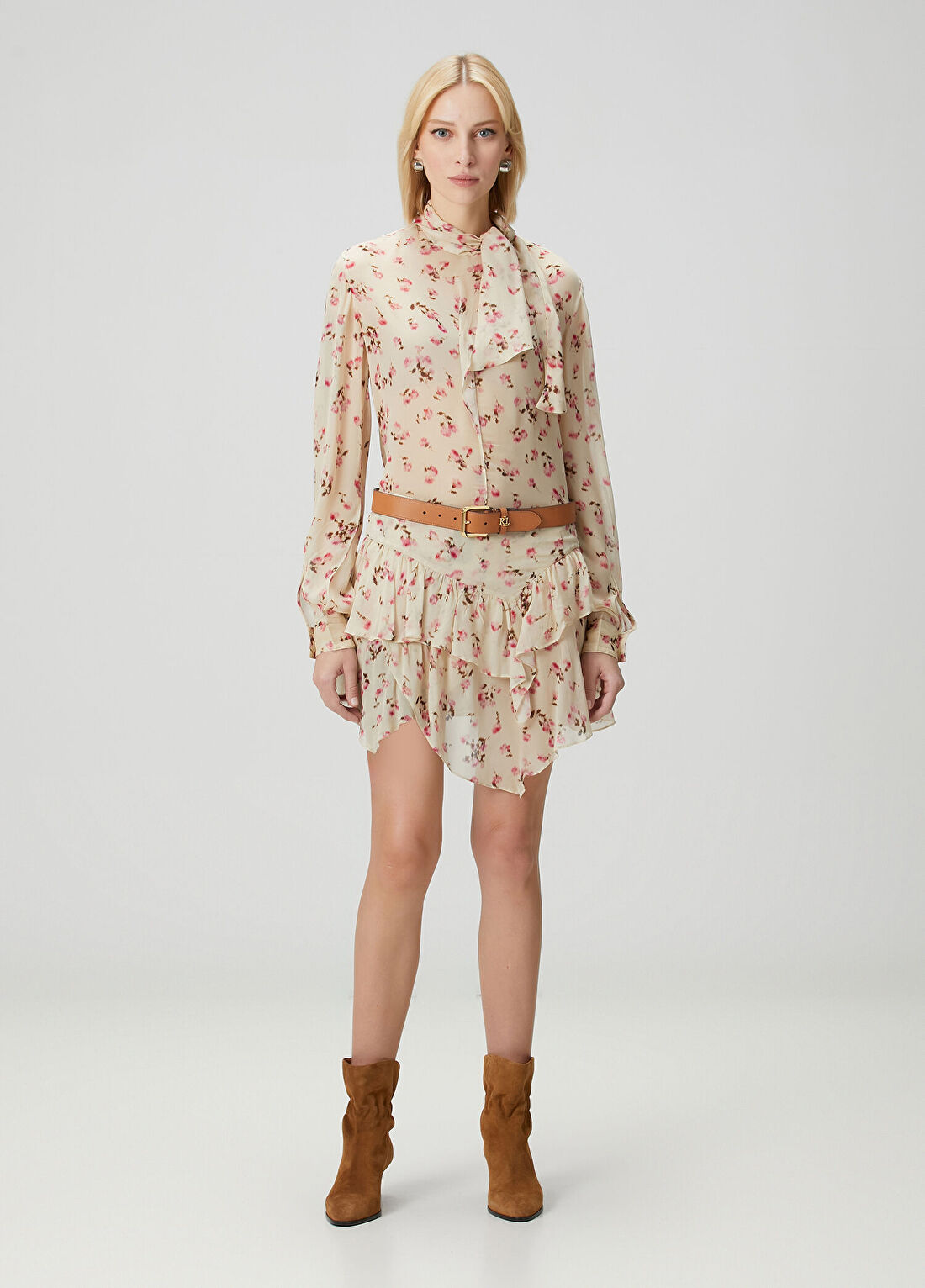 Marant Etoile Lolita Bej Çiçekli Mini Etek