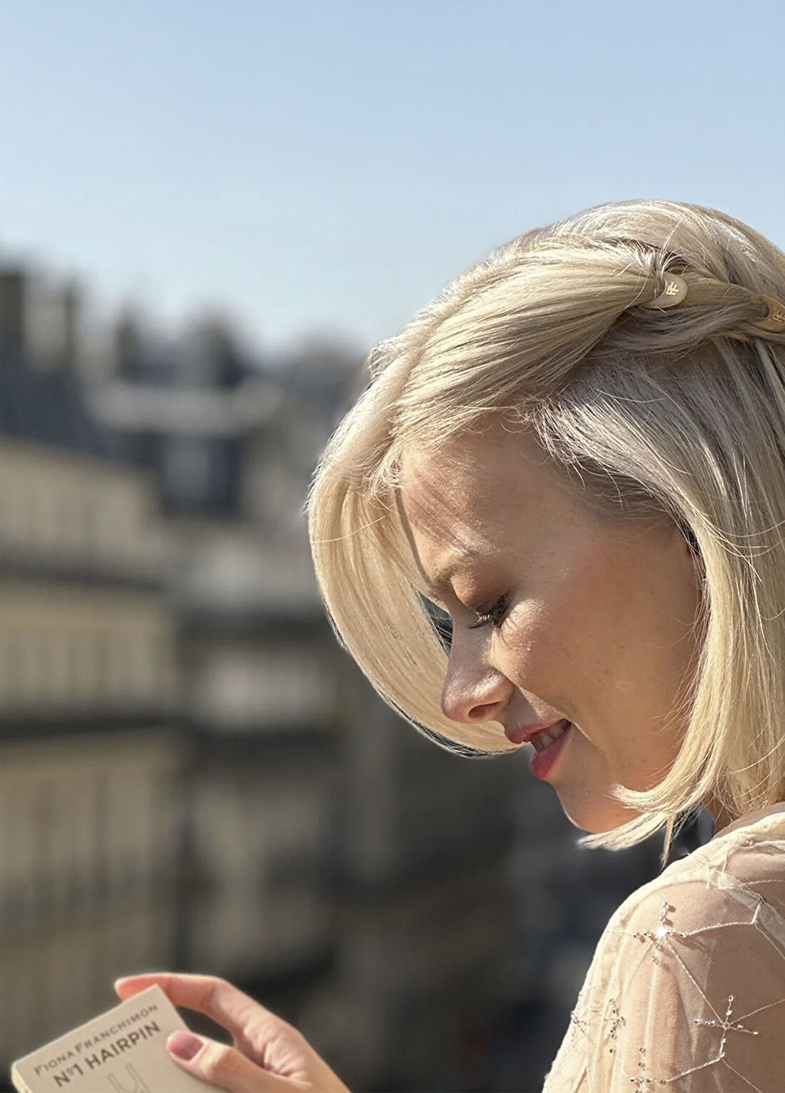 Fiona Franchimon Nº 1 Hairpin Paris Collection Açık Bej Karamel ve Satin Sand 3'lü Kadın Saç Tokası görsel 3