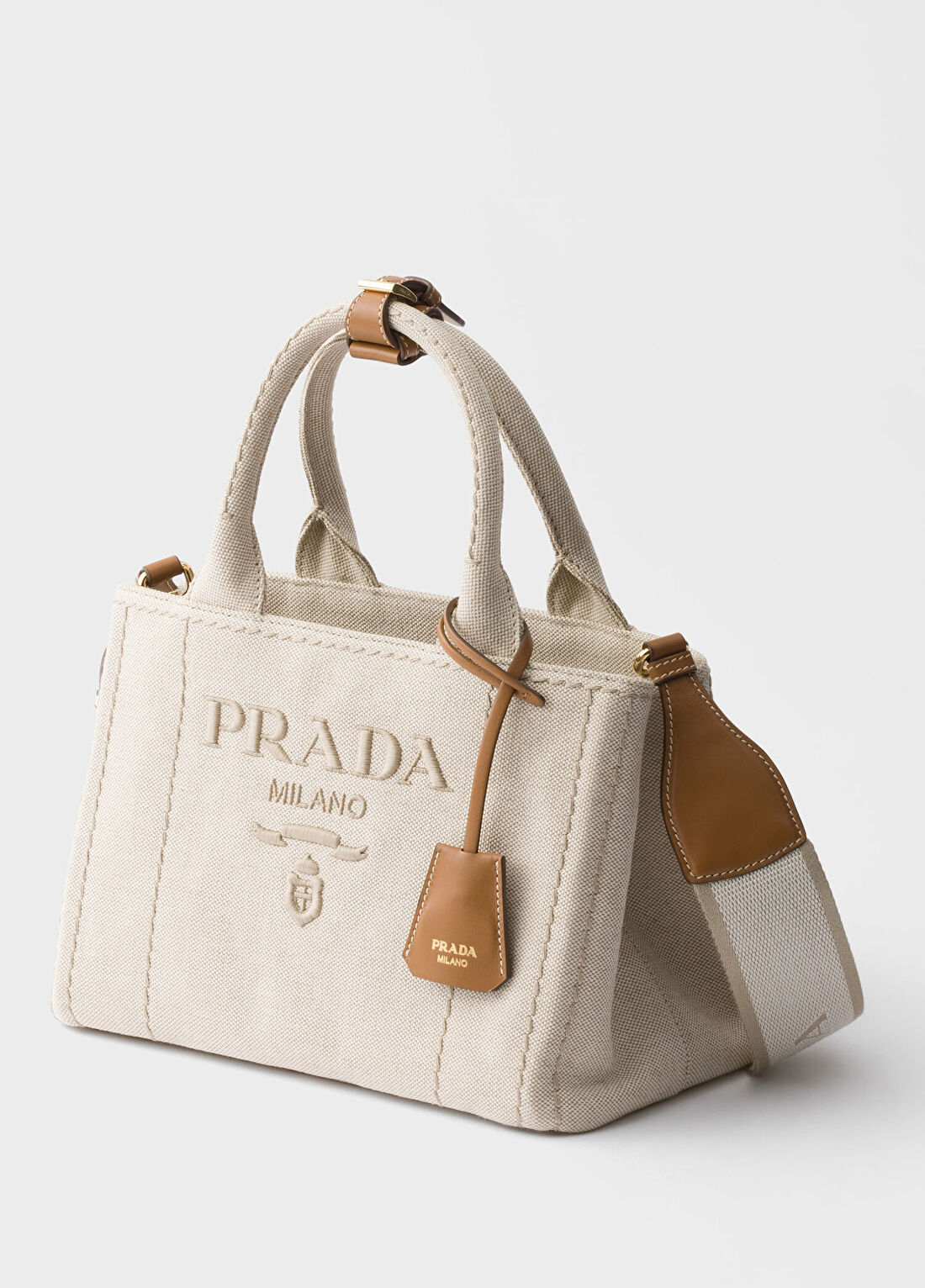 Prada Jardinière Naturel Pamuklu Kanvas Küçük Boy Kadın Omuz Çantası görsel 2