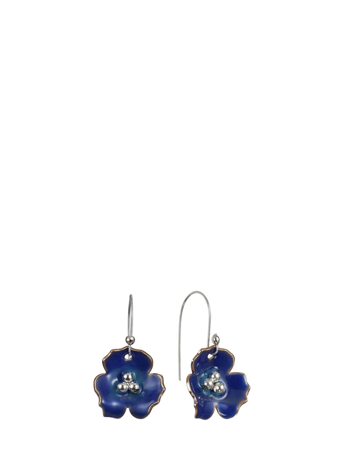 Berrakka Jewellery Gelincik Lacivert Turkuaz 925 Ayar Gümüş Kadın Küpe