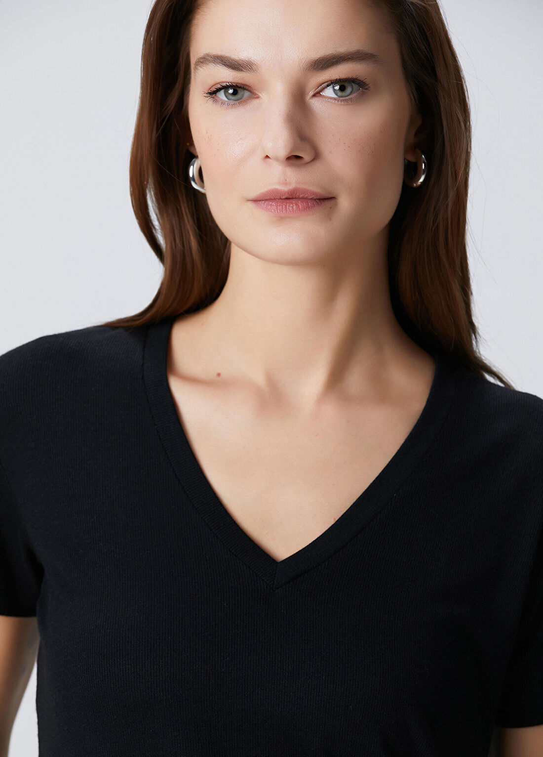 Beymen Collection Siyah İpek Karışımlı T-shirt görsel 2