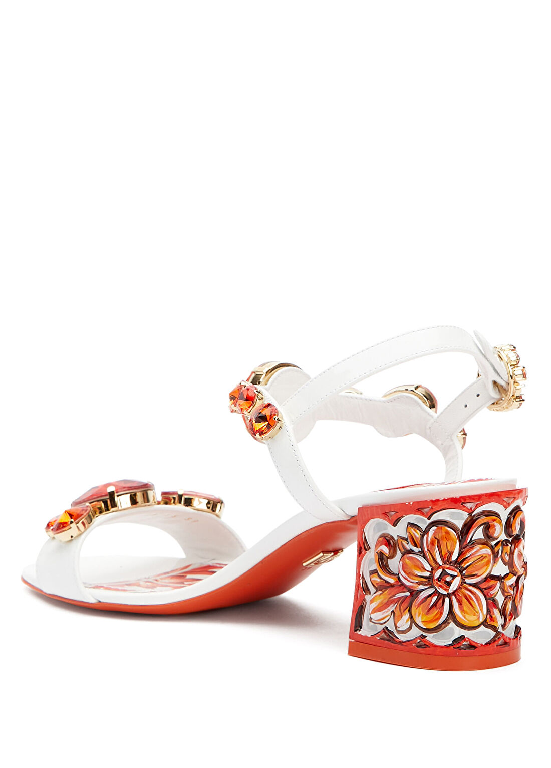 Dolce&Gabbana Sartoriale Turuncu Beyaz Kadın Deri Sandalet görsel 3