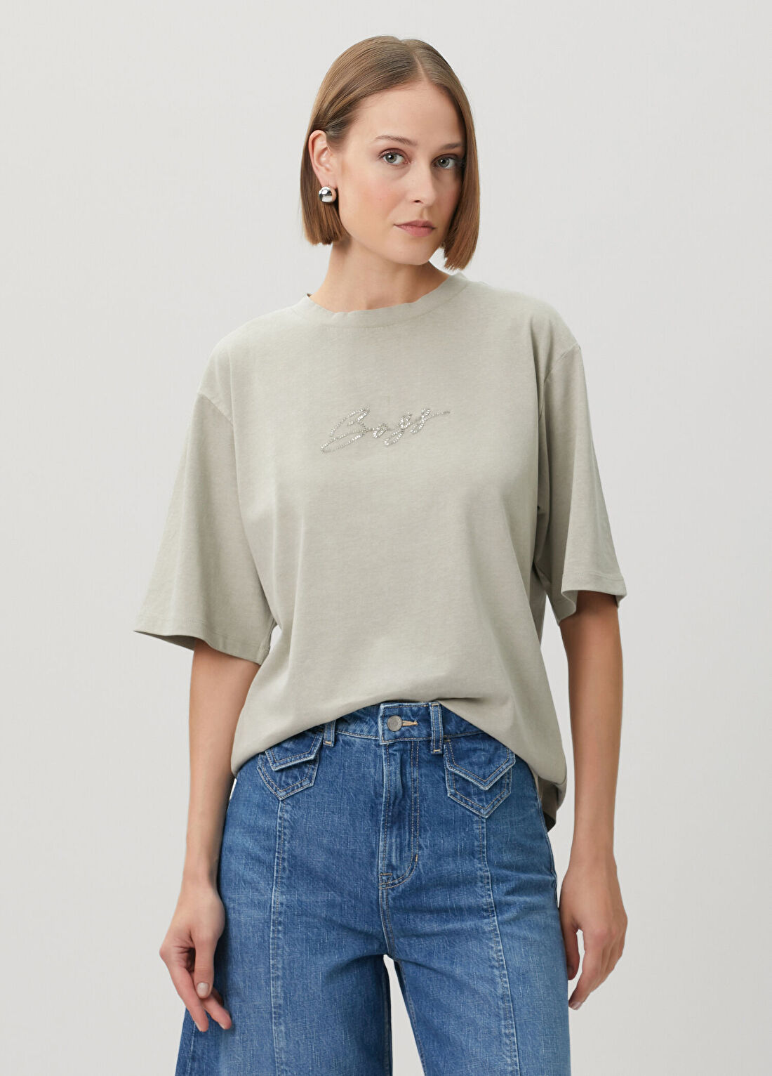 Boss Yeşil İşlemeli Logolu T-shirt