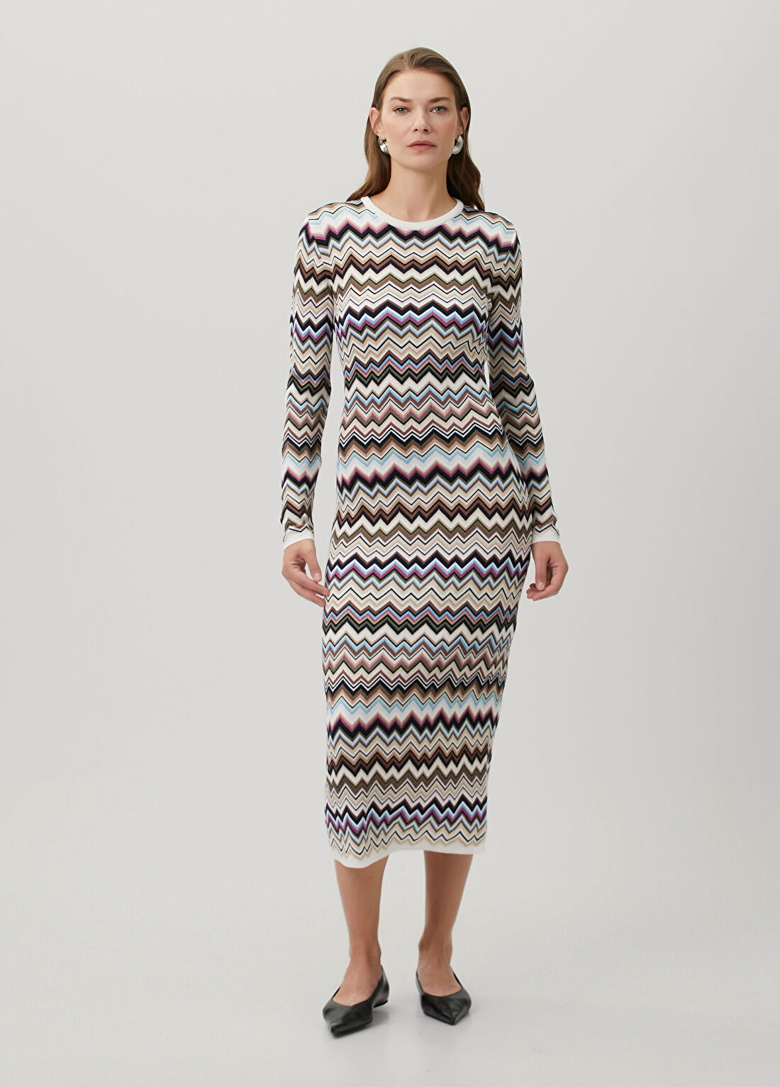 Missoni Zikzak Desenli Midi Elbise görsel 2