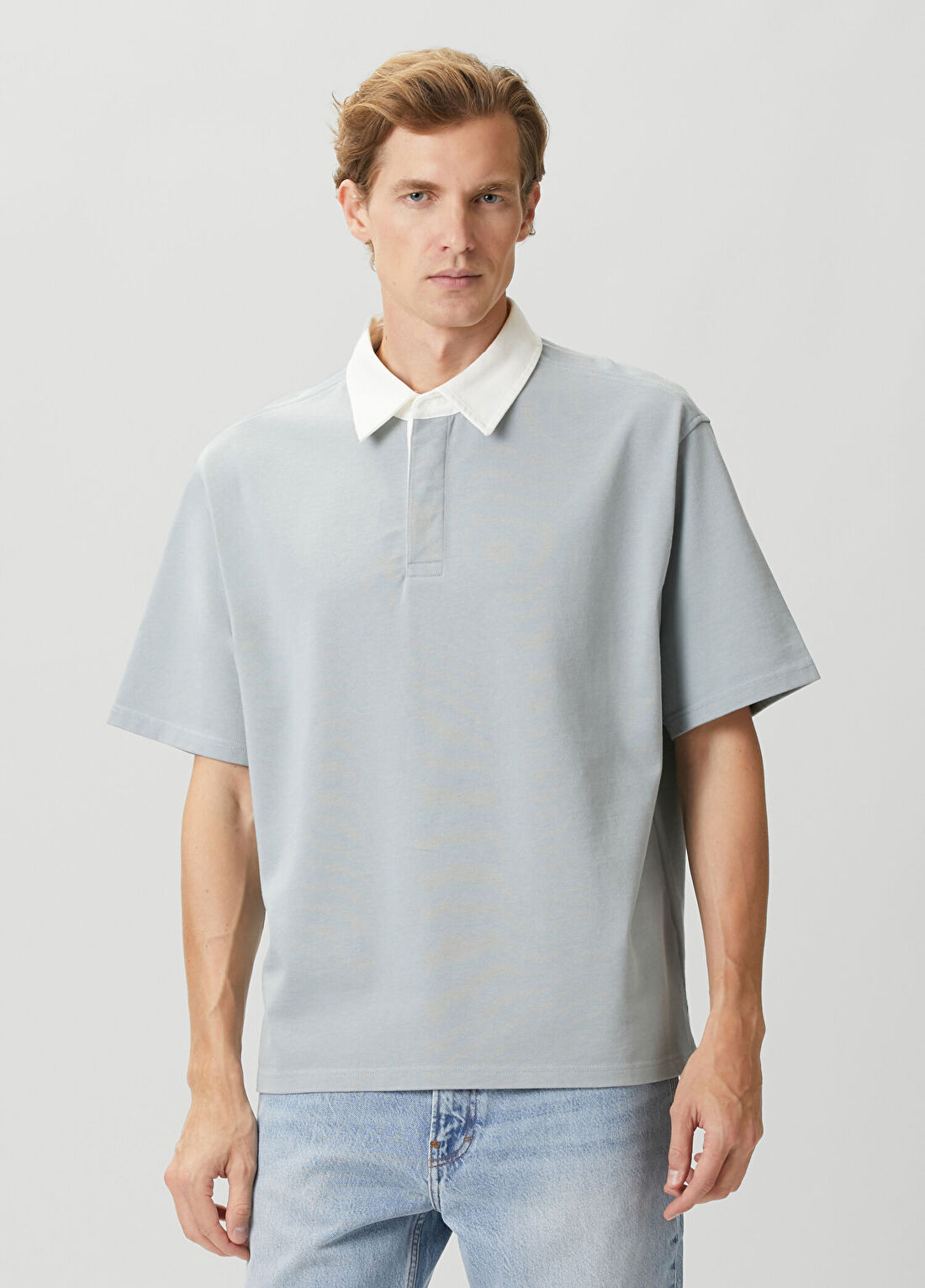 Frame Denim Açık Mavi Polo Yaka Sweatshirt