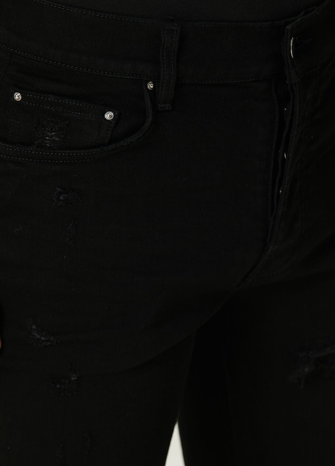 Amiri Siyah Yıpratmalı Jean Pantolon görsel 4
