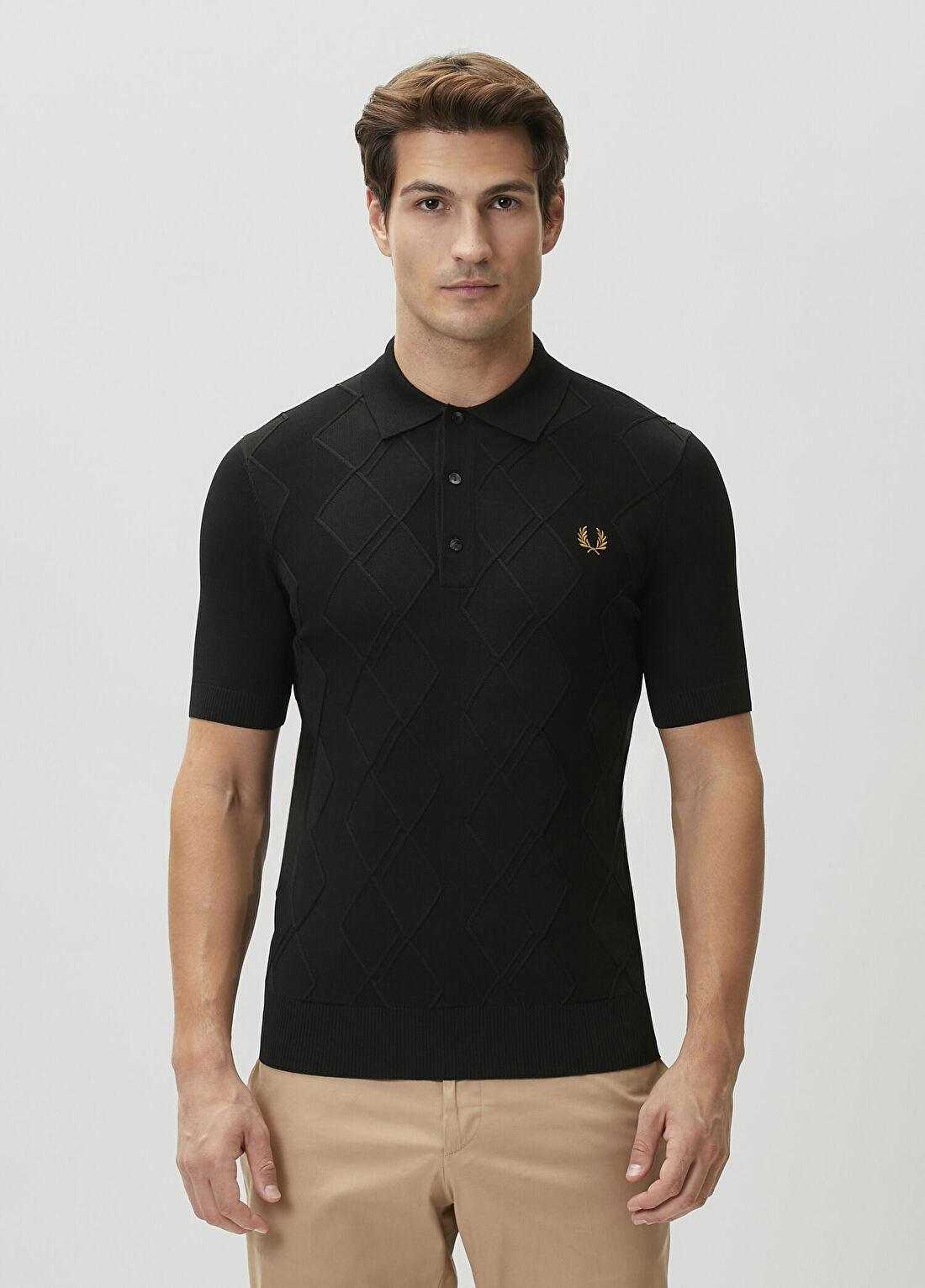Fred Perry Siyah Polo Yaka Jakarlı T-shirt