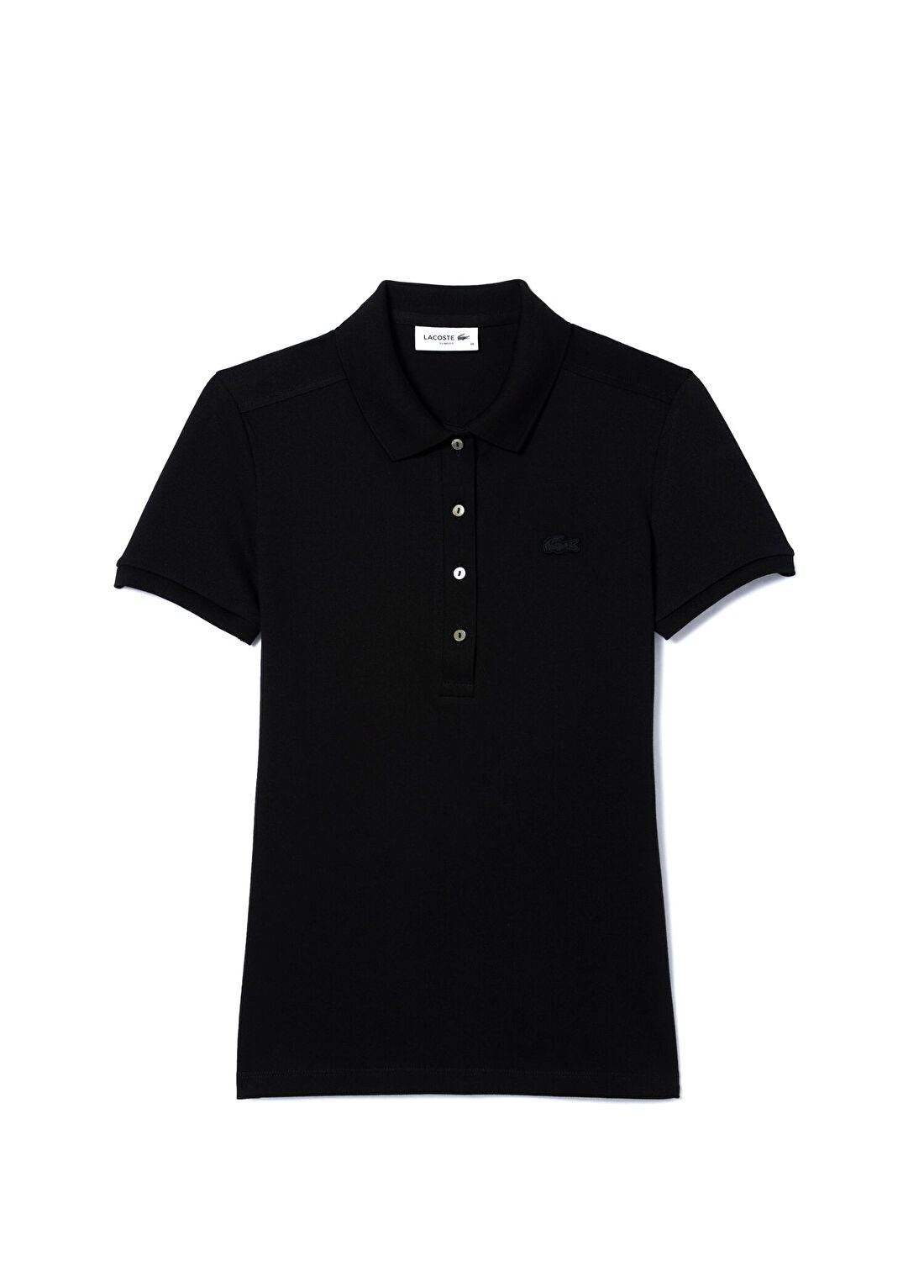Lacoste Siyah Polo Yaka Slim Fit Kısa Kollu Kadın T-Shirt görsel 4
