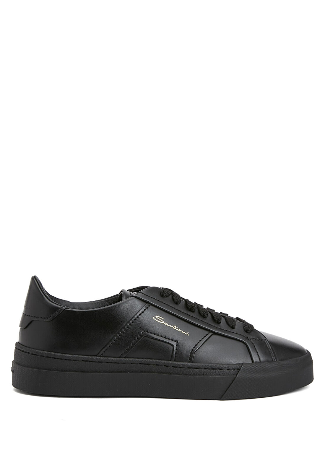 Santoni Siyah Erkek Deri Sneaker