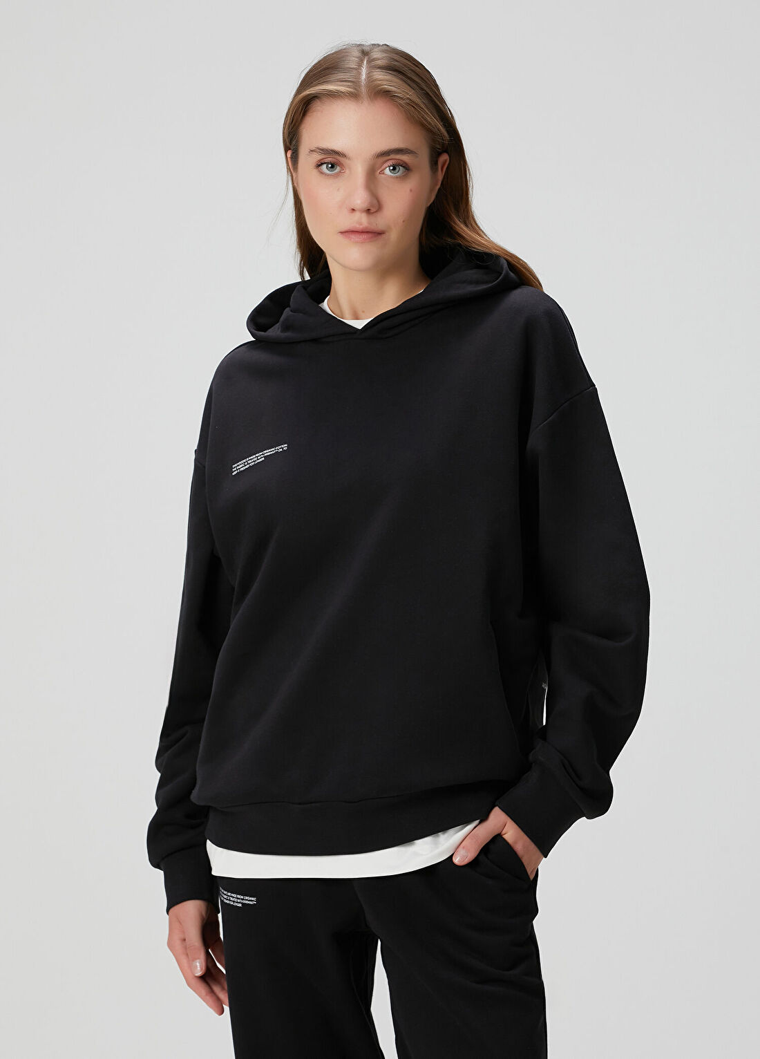 Pangaia Siyah Kapüşonlu Sweatshirt görsel 3