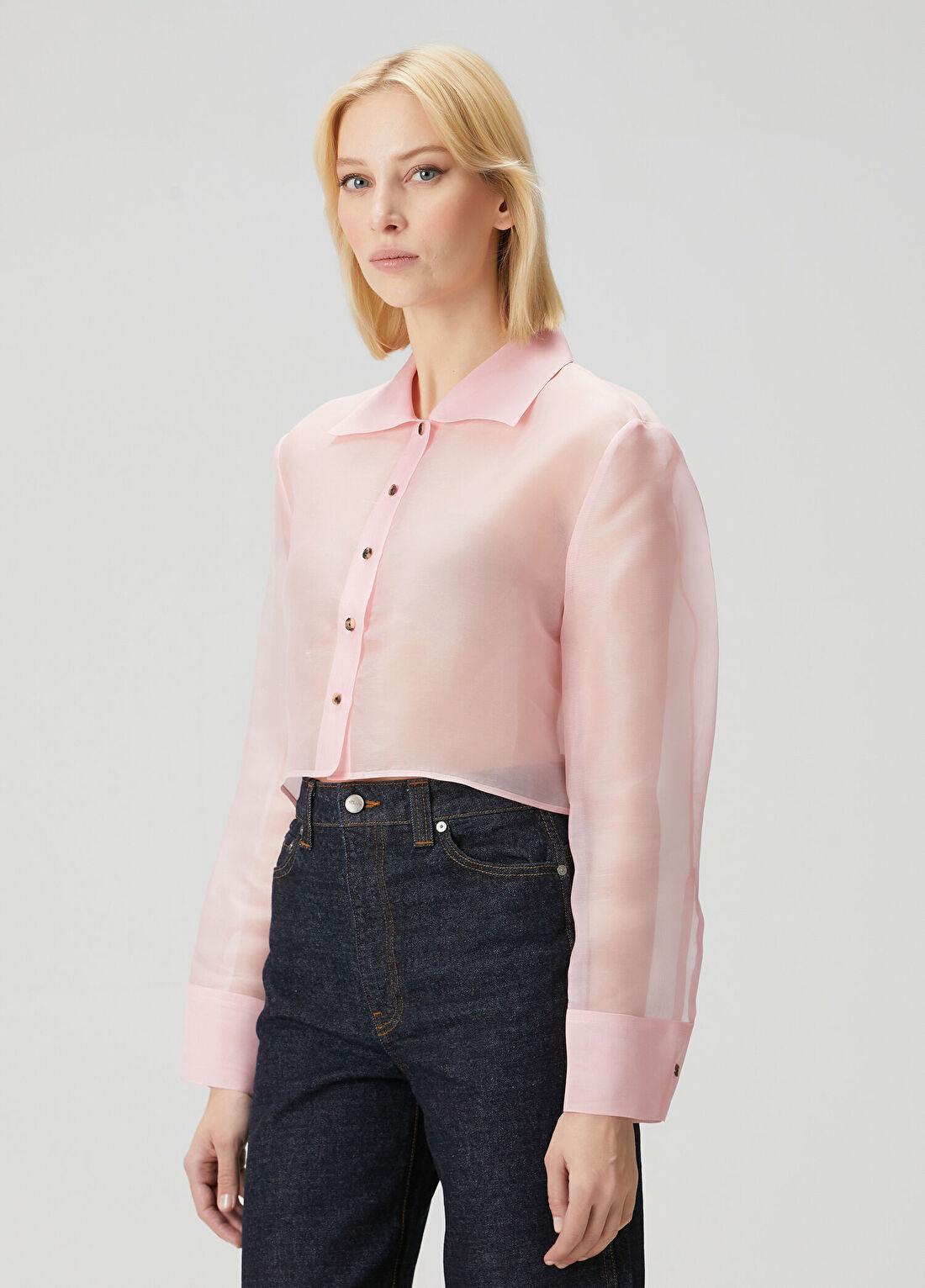 Khaite Jasen Pembe İpek Organza Bluz