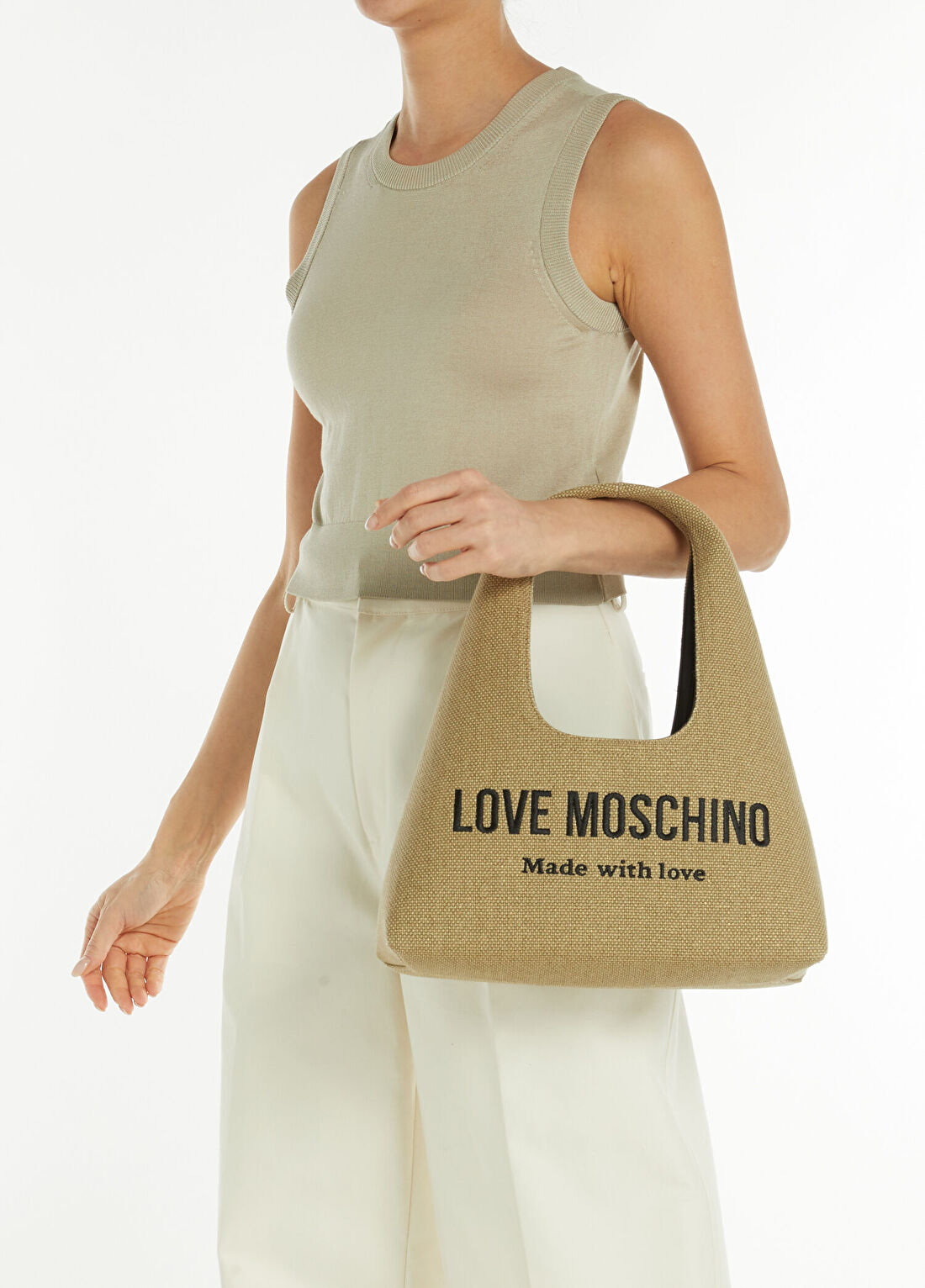 Love Moschino Krem Kadın Kanvas Çanta görsel 2