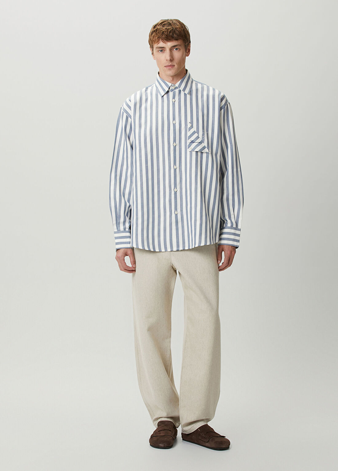 Jacquemus Mavi Beyaz Çizgi Desenli Gömlek görsel 2