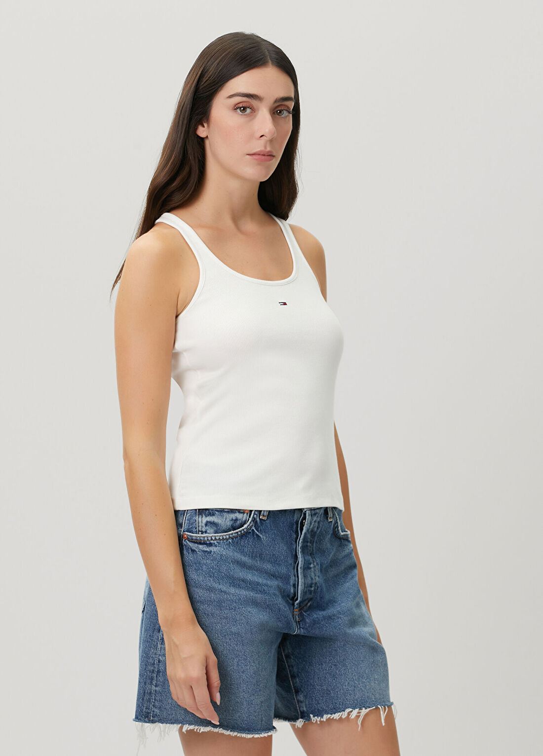 Tommy Jeans Slim Fit Beyaz Atlet görsel 3