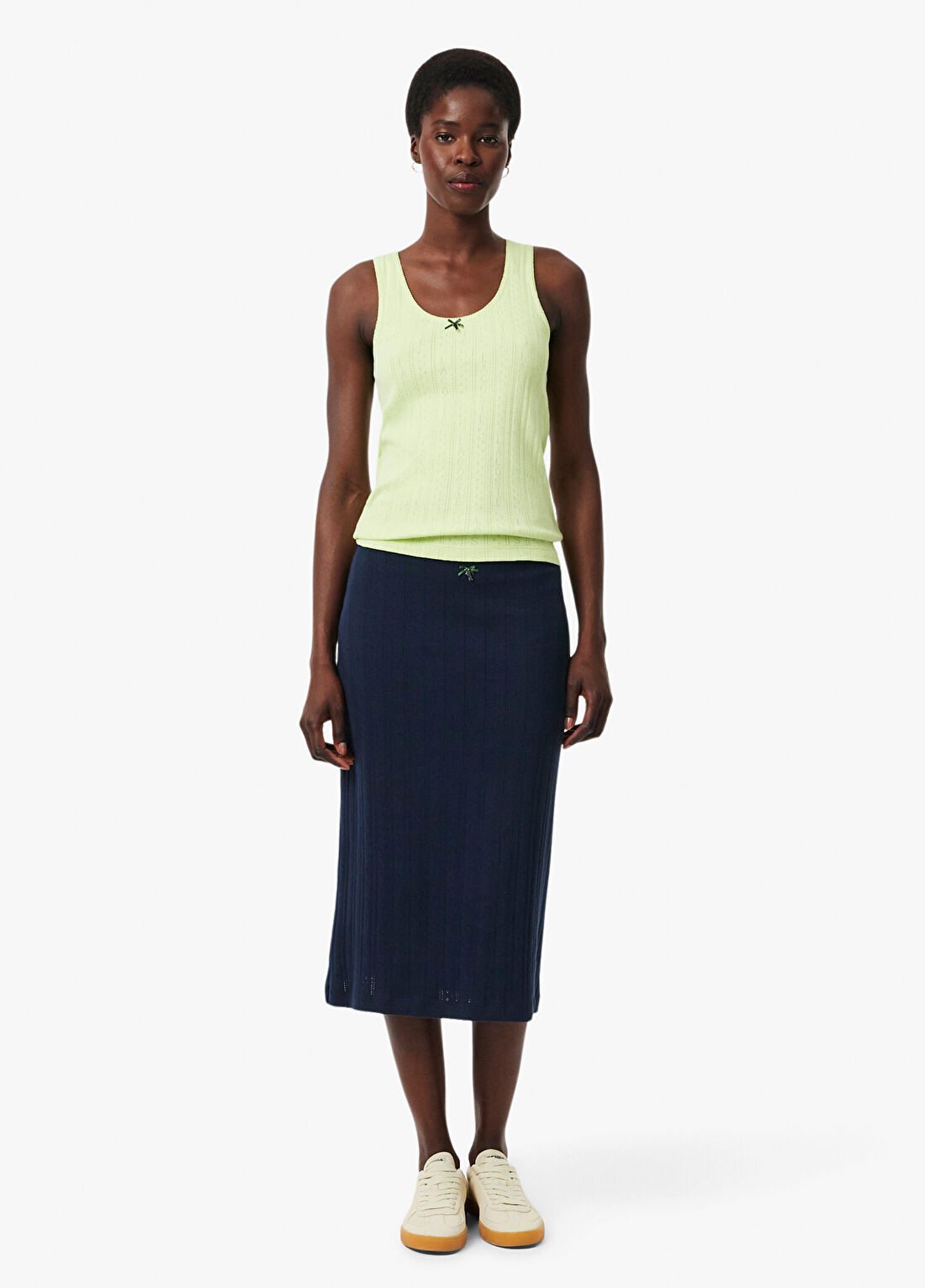 Lacoste Lacivert Flare Fit Kadın Midi Boy Etek