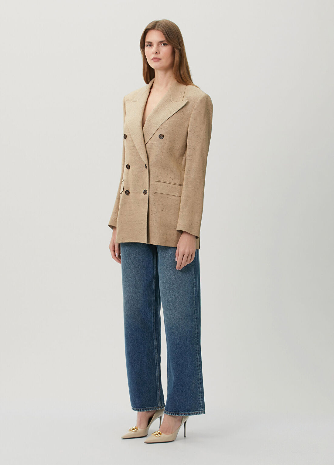 Dolce&Gabbana Siyah Camel Desenli Kruvaze Ceket görsel 2