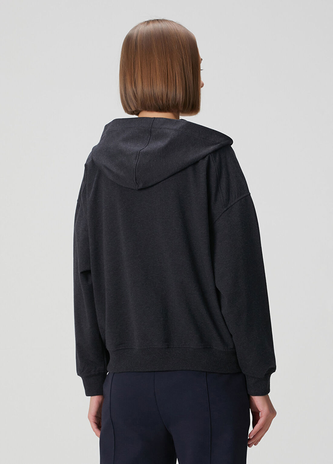 Brunello Cucinelli Antrasit Kapüşonlu Sweatshirt görsel 4