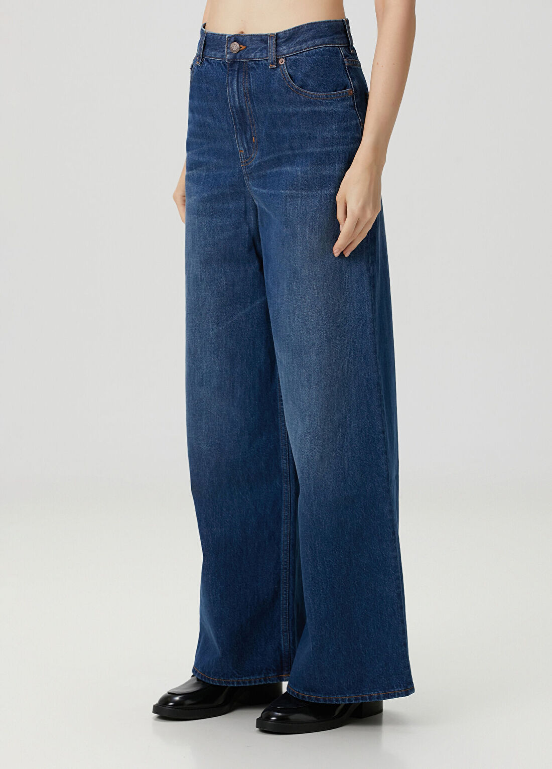 Chloe Lacivert Wide Leg Jean Pantolon görsel 2