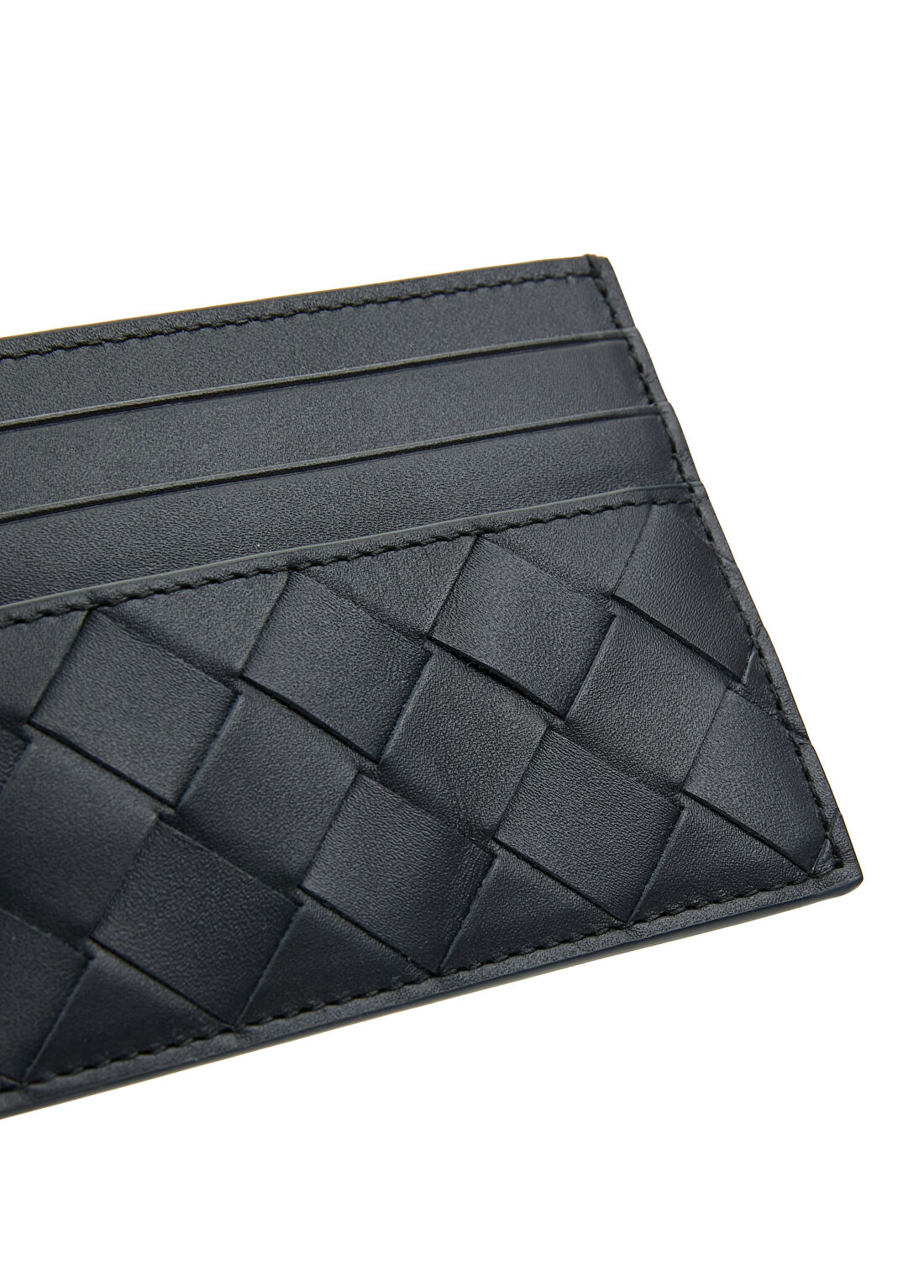 Bottega Veneta Lacivert Örgü Dokulu Erkek Deri Kartlık görsel 3
