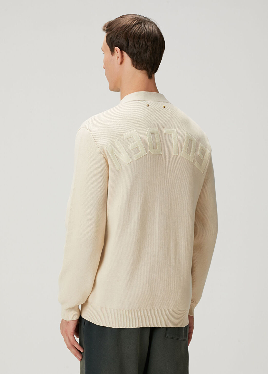 Golden Goose Krem Logo Nakışlı Triko Hırka görsel 4